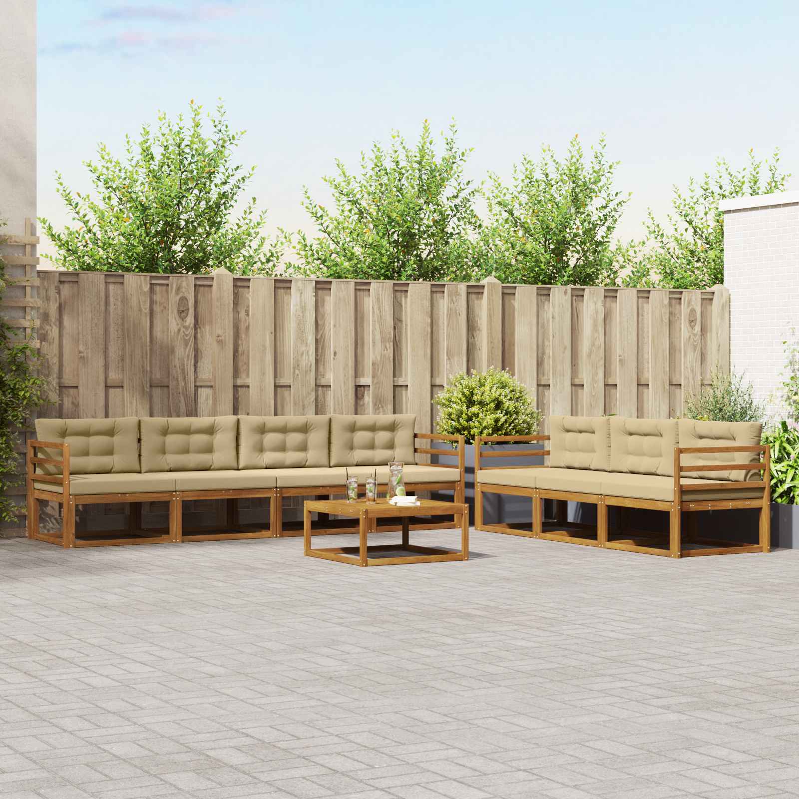 Ensemble de canapés d'extérieur 8 pcs Naturel et Beige - XIOS