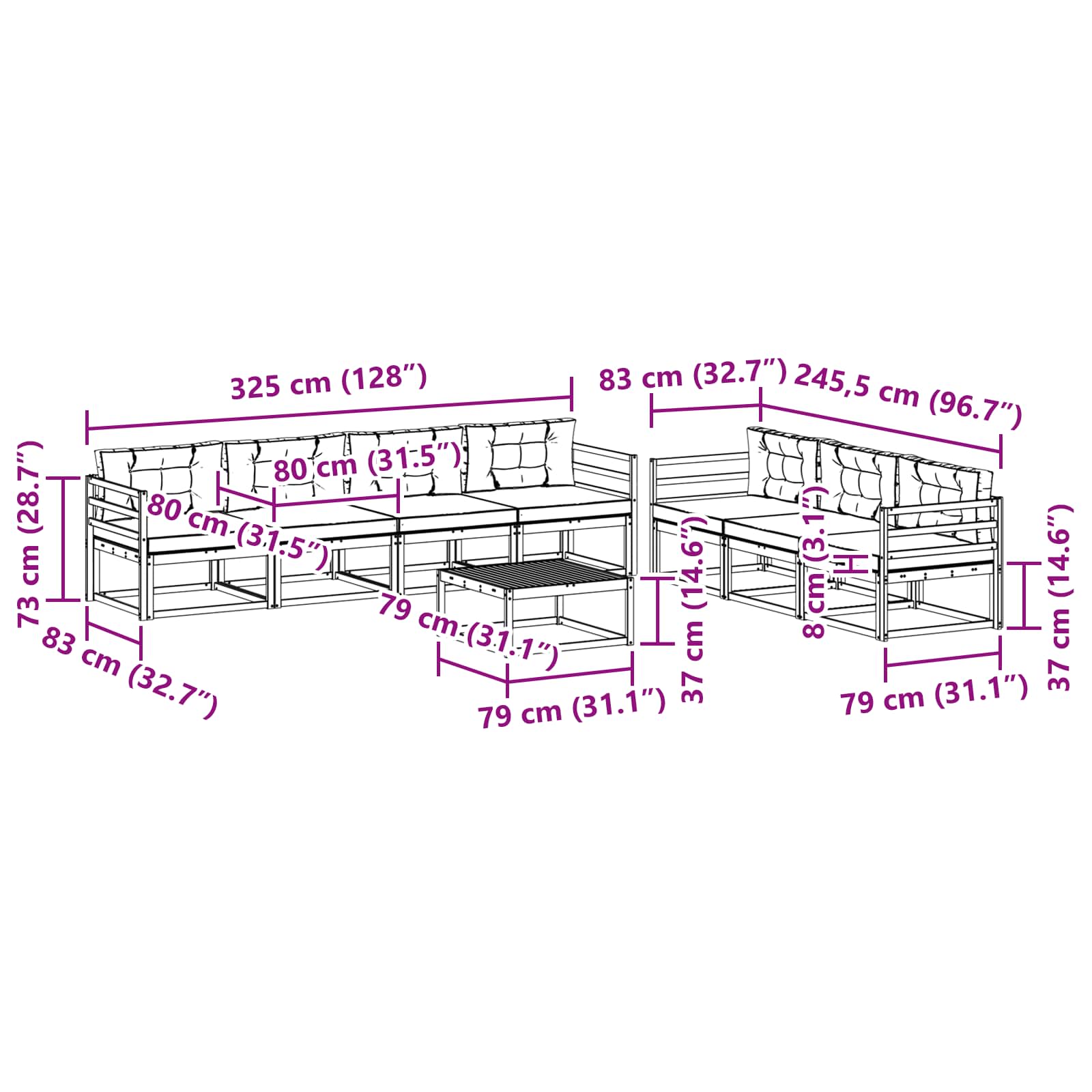 Ensemble de canapés d'extérieur 8 pcs Naturel et Beige - XIOS