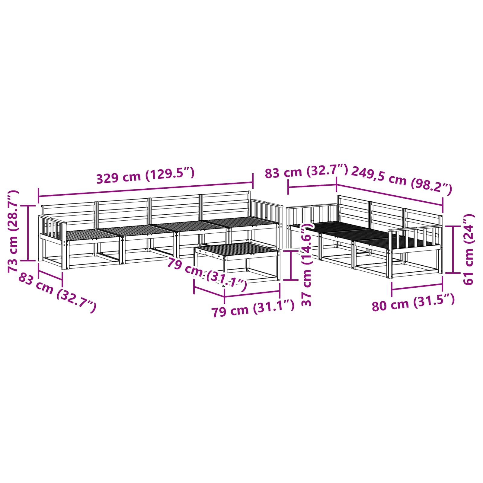 Ensemble de canapés d'extérieur 8 pcs Naturel - XIOS