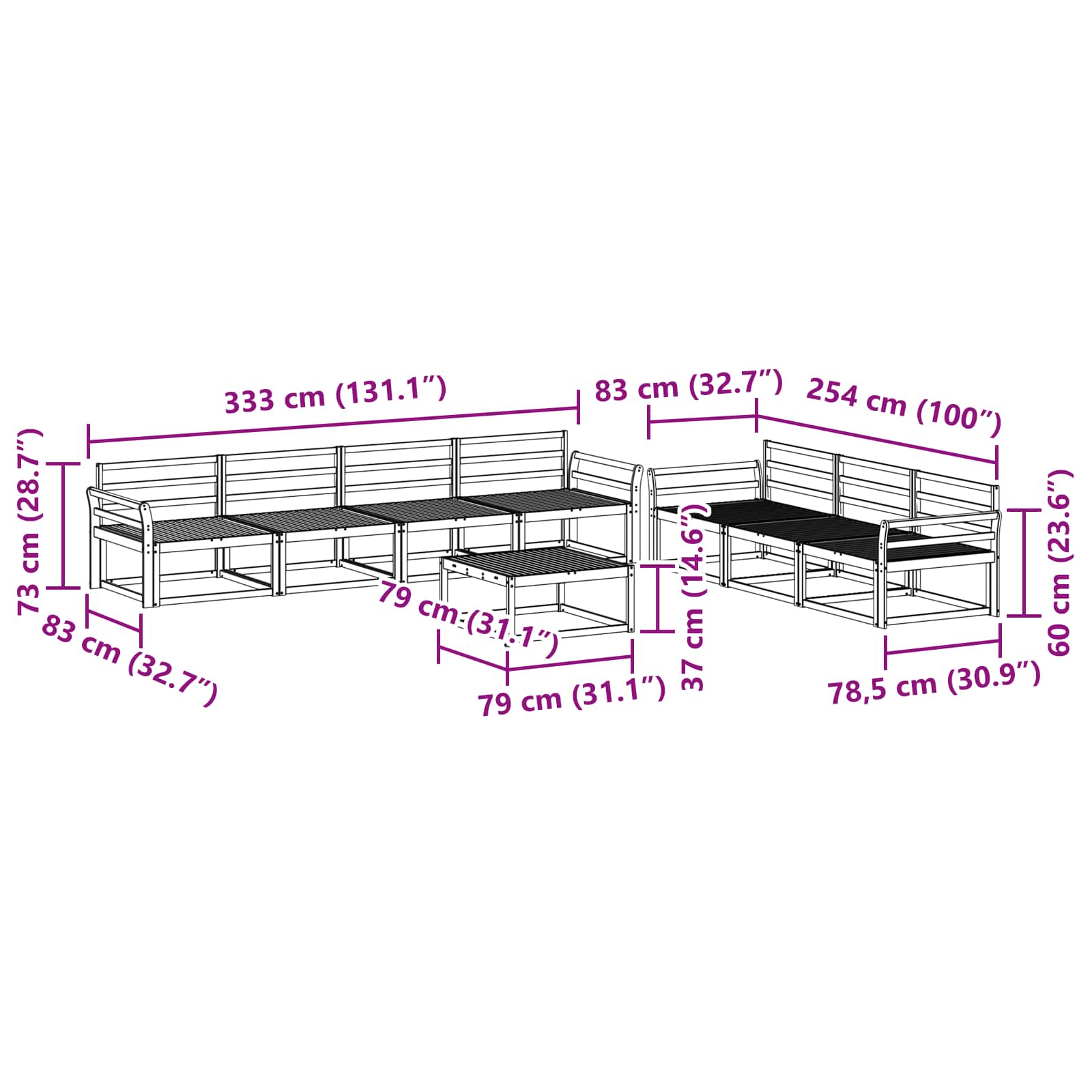 Ensemble de canapés d'extérieur 8 pcs Naturel - XIOS