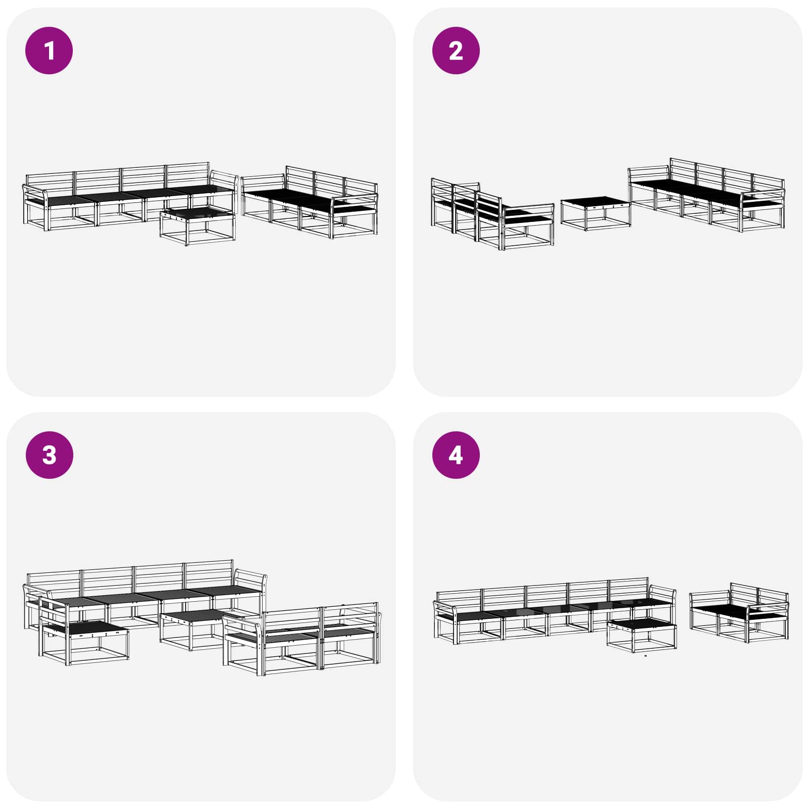 Ensemble de canapés d'extérieur 8 pcs Naturel - XIOS