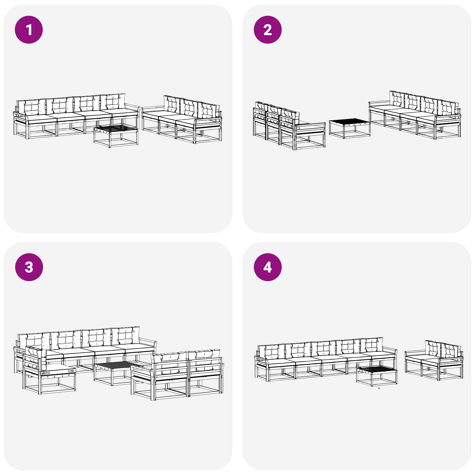 Ensemble de canapés d'extérieur 8 pcs Naturel et Anthracite - XIOS