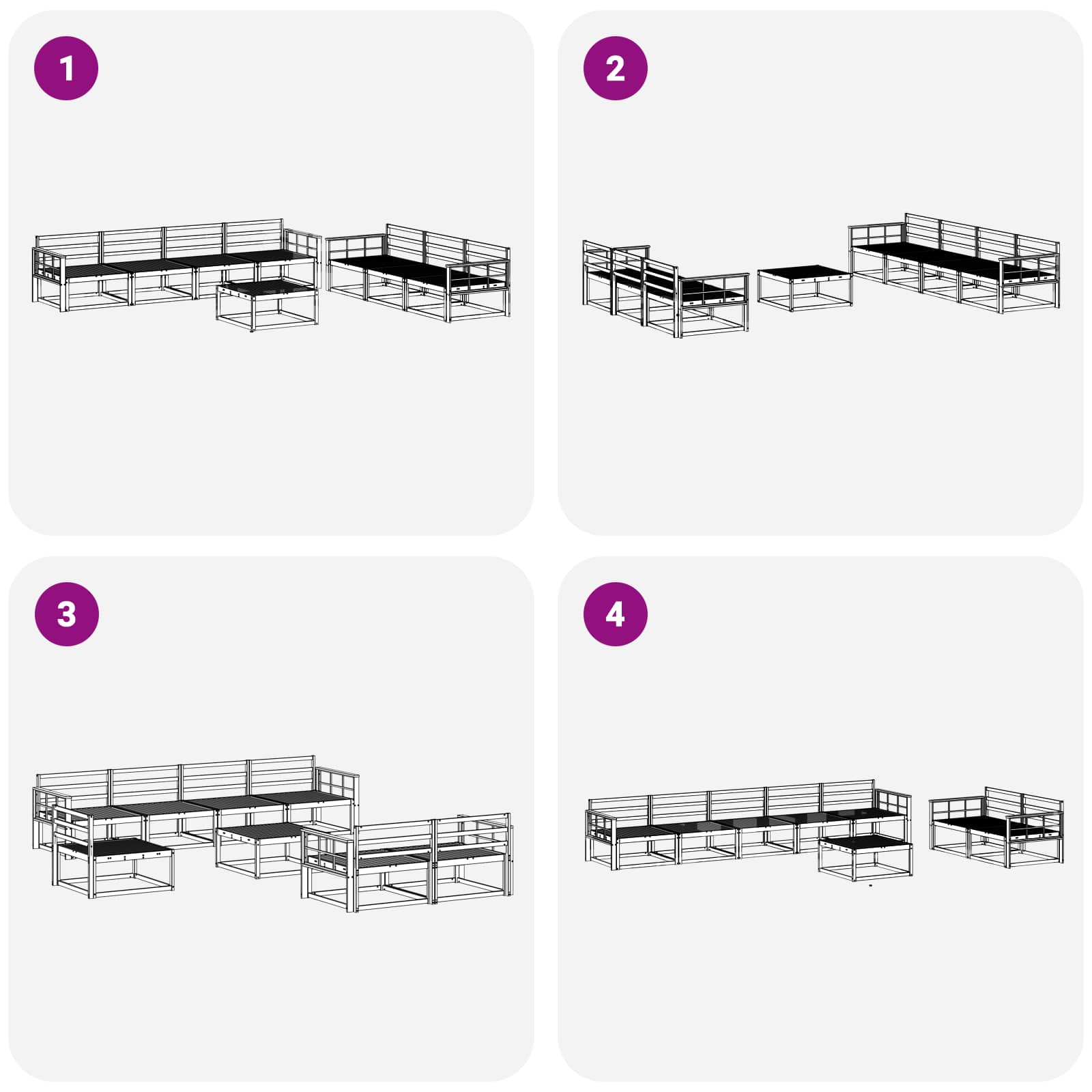 Ensemble de canapés d'extérieur 8 pcs Naturel - XIOS