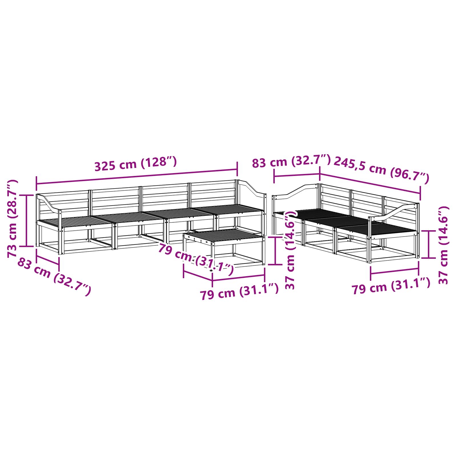 Ensemble de canapés d'extérieur 8 pcs Naturel - XIOS