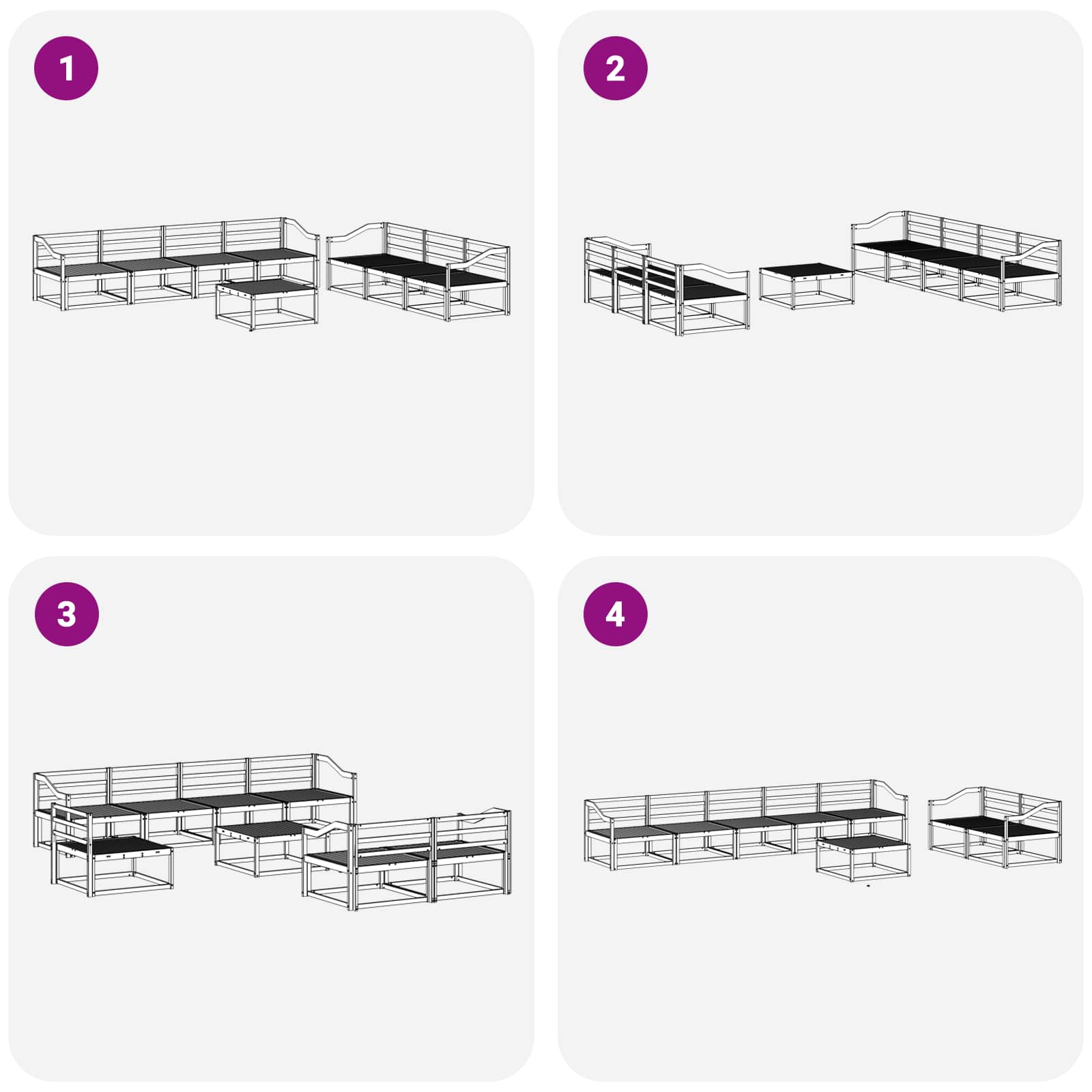 Ensemble de canapés d'extérieur 8 pcs Naturel - XIOS