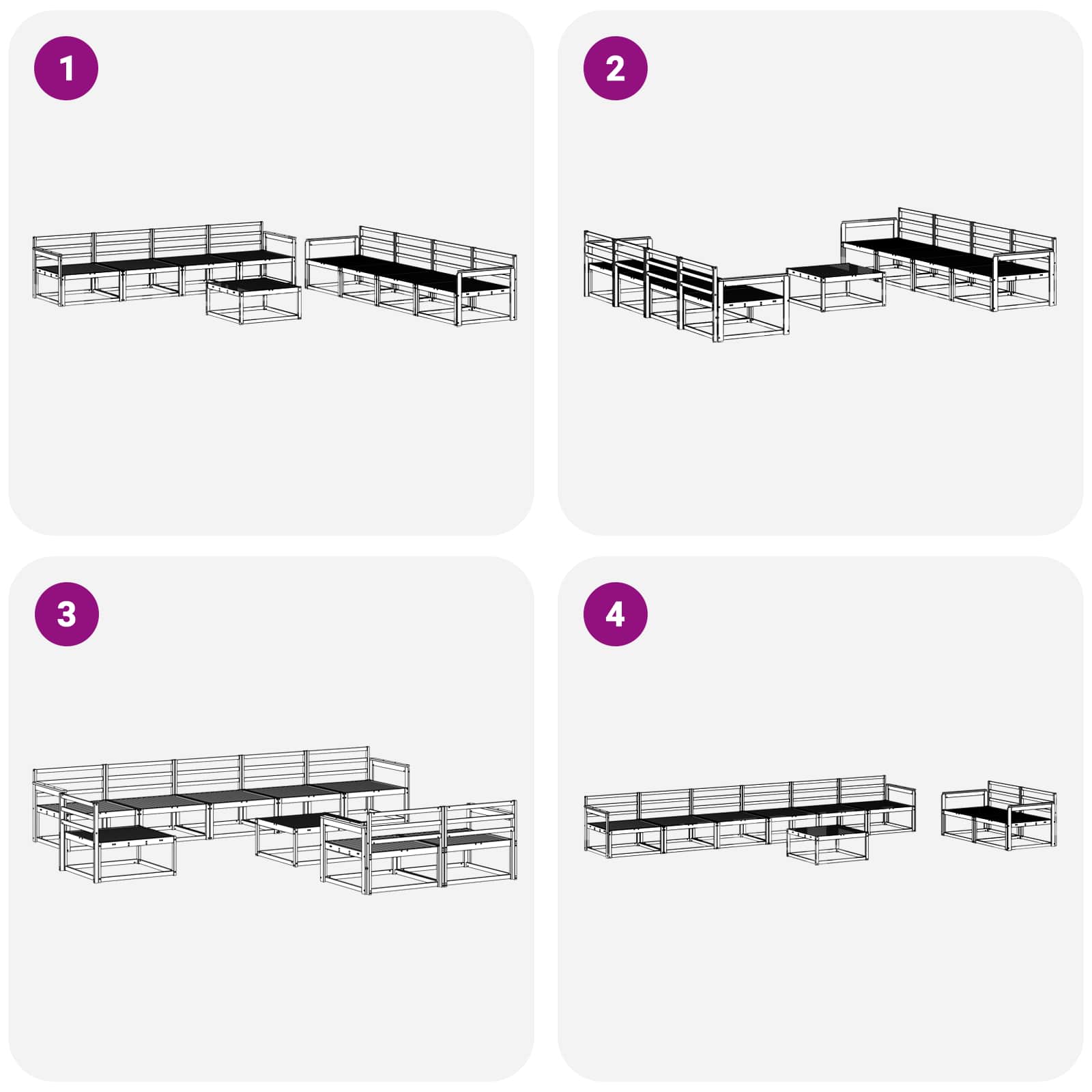 Ensemble de canapés d'extérieur 9 pcs Naturel - XIOS