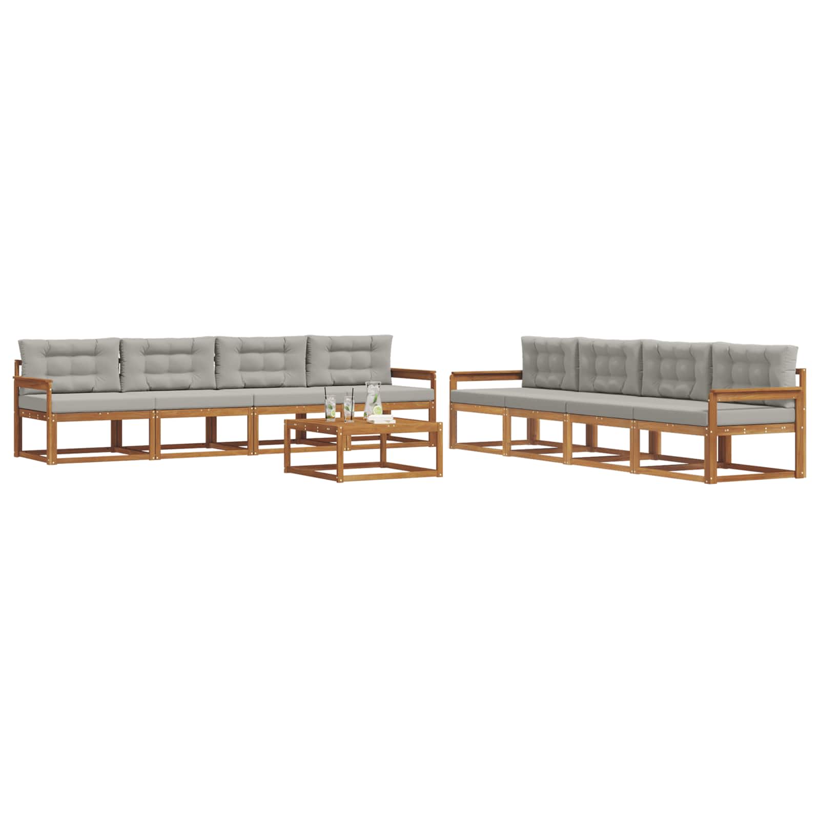 Ensemble de canapés d'extérieur 9 pcs Gris Naturel et Clair - XIOS