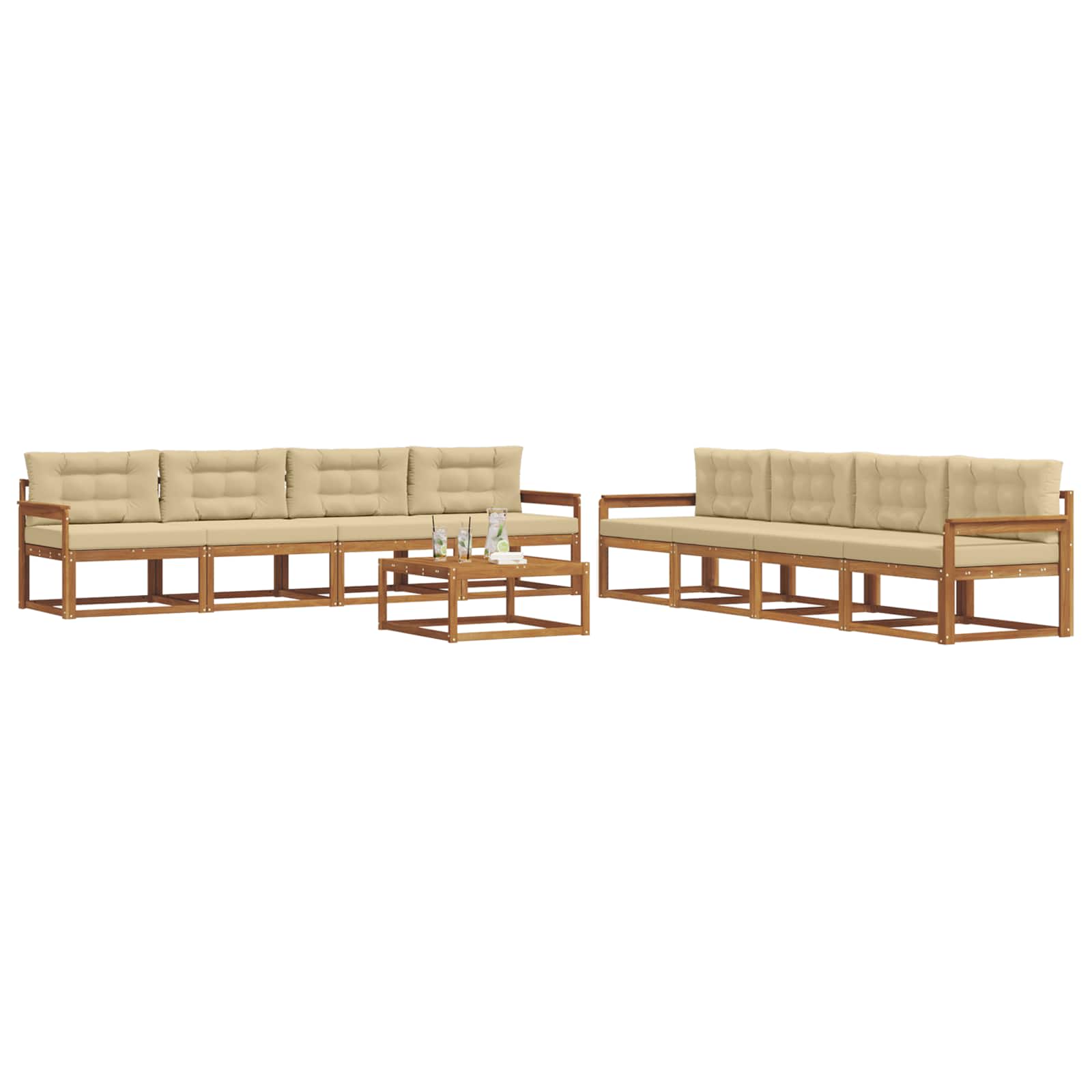 Ensemble de canapés d'extérieur 9 pcs Naturel et Beige - XIOS
