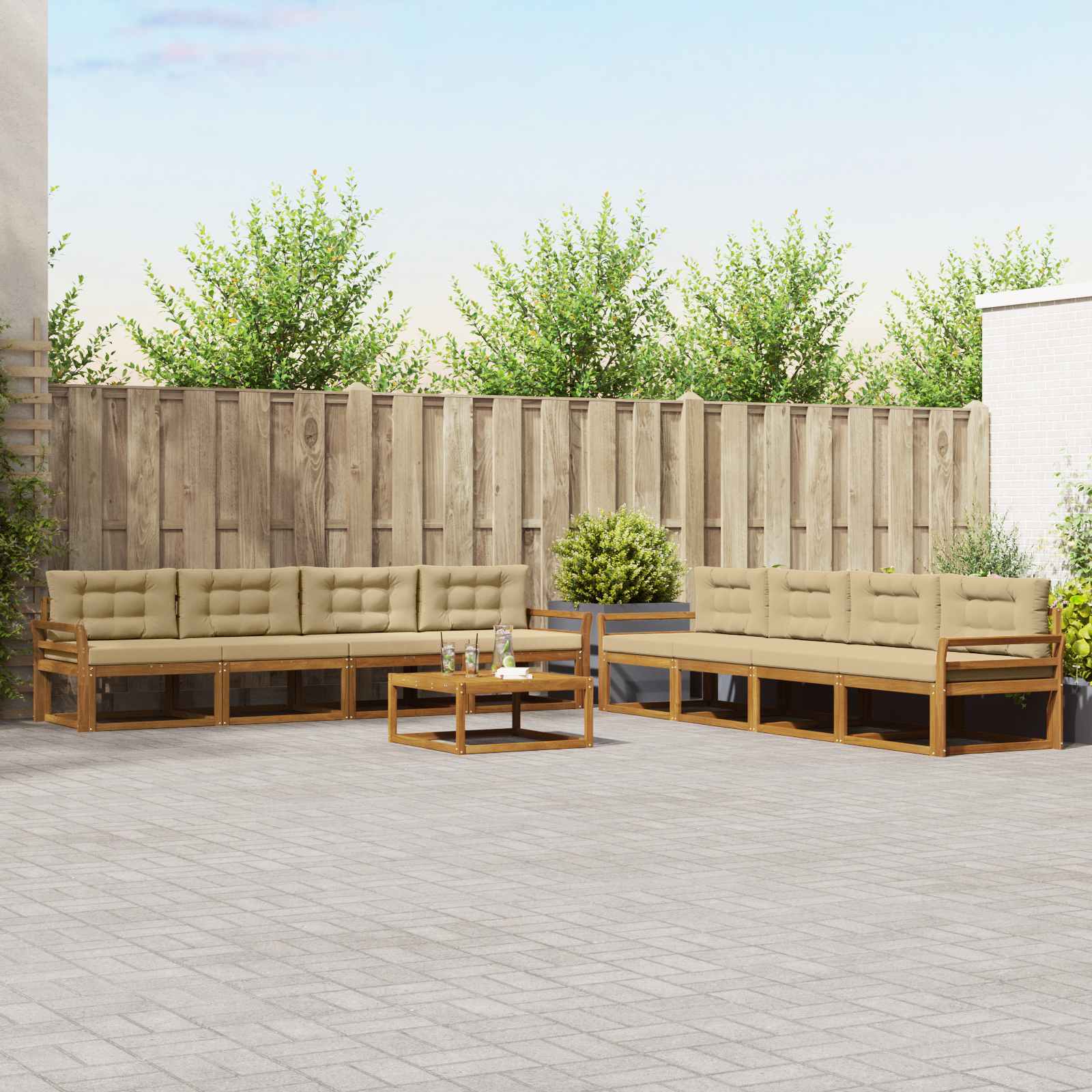 Ensemble de canapés d'extérieur 9 pcs Naturel et Beige - XIOS