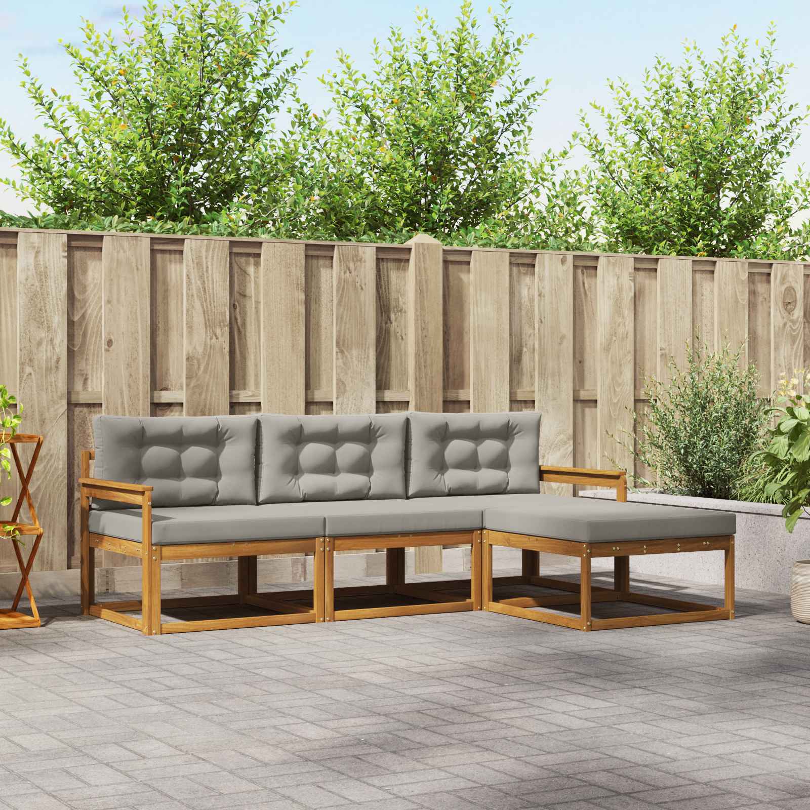Ensemble de canapés d'extérieur 4 pcs Gris Naturel et Clair - XIOS