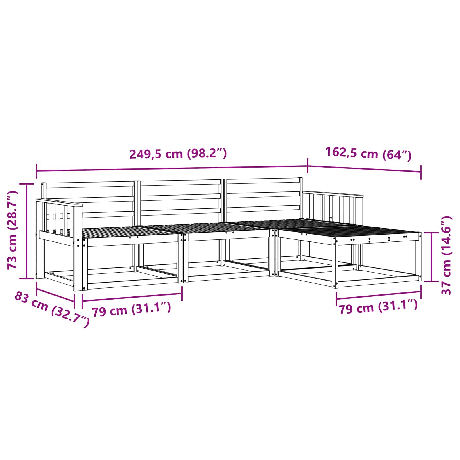 Ensemble de canapés d'extérieur 4 pcs Naturel - XIOS