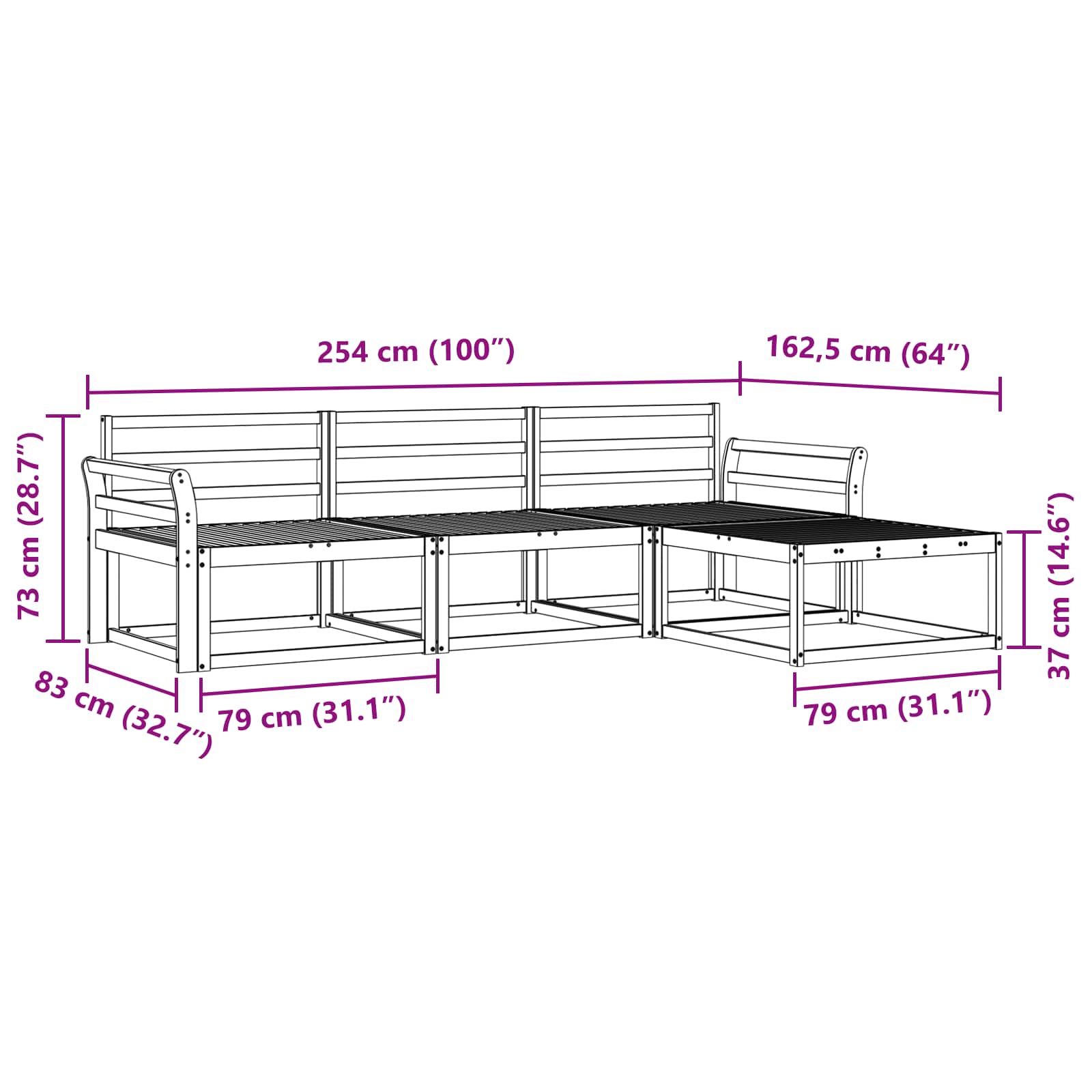 Ensemble de canapés d'extérieur 4 pcs Naturel - XIOS