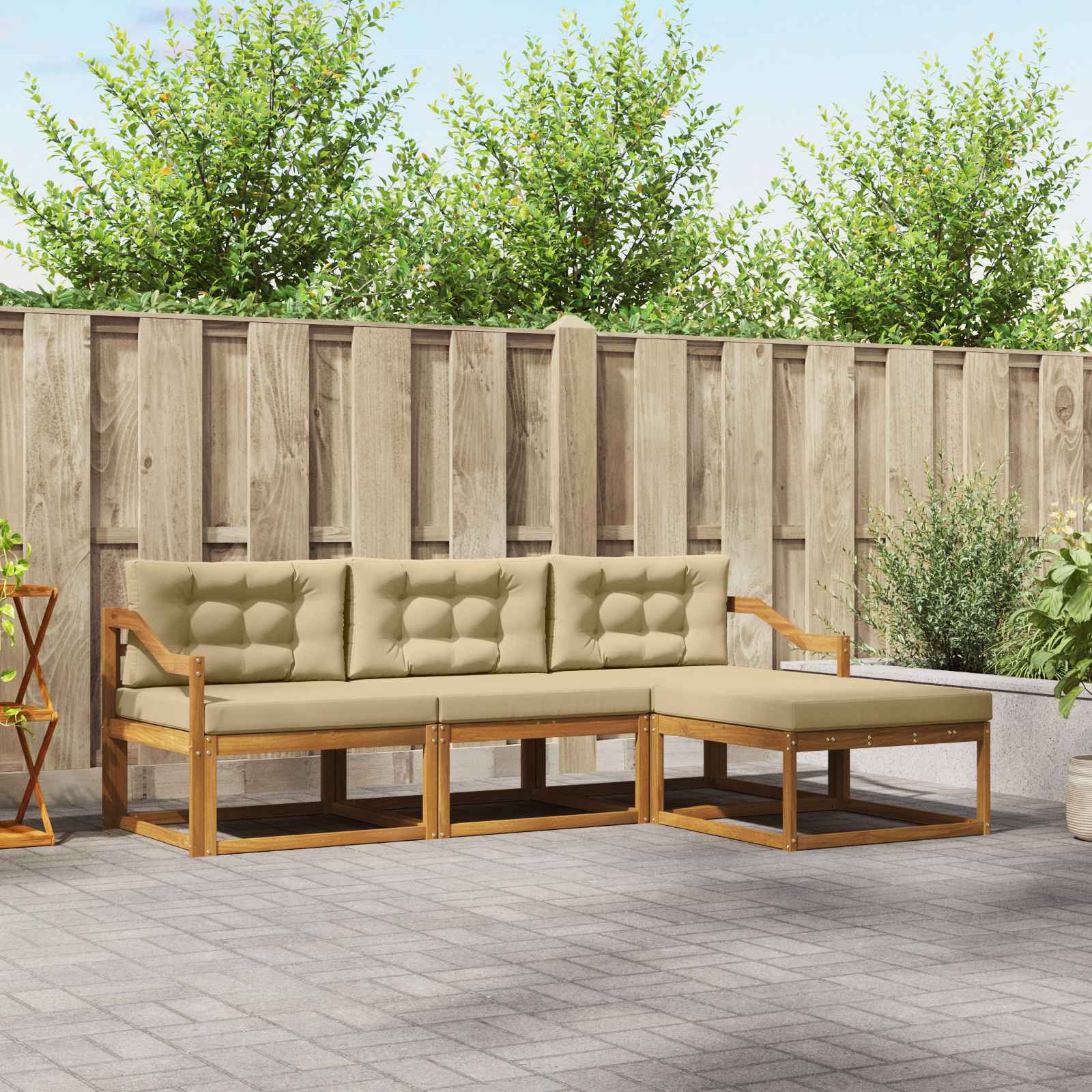 Ensemble de canapés d'extérieur 4 pcs Naturel et Beige - XIOS