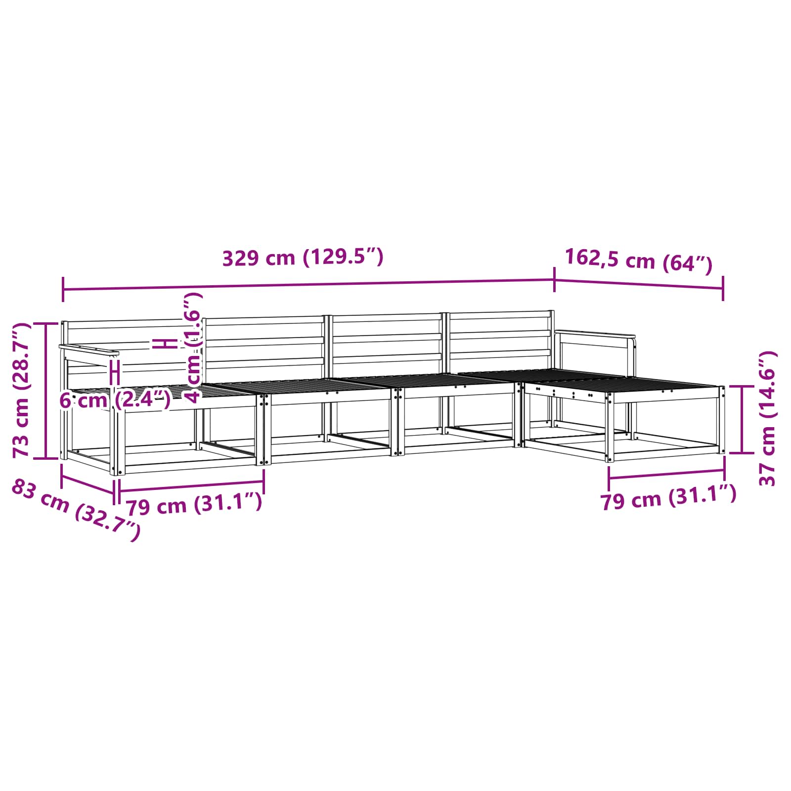 Ensemble de canapés d'extérieur 5 pcs Naturel - XIOS