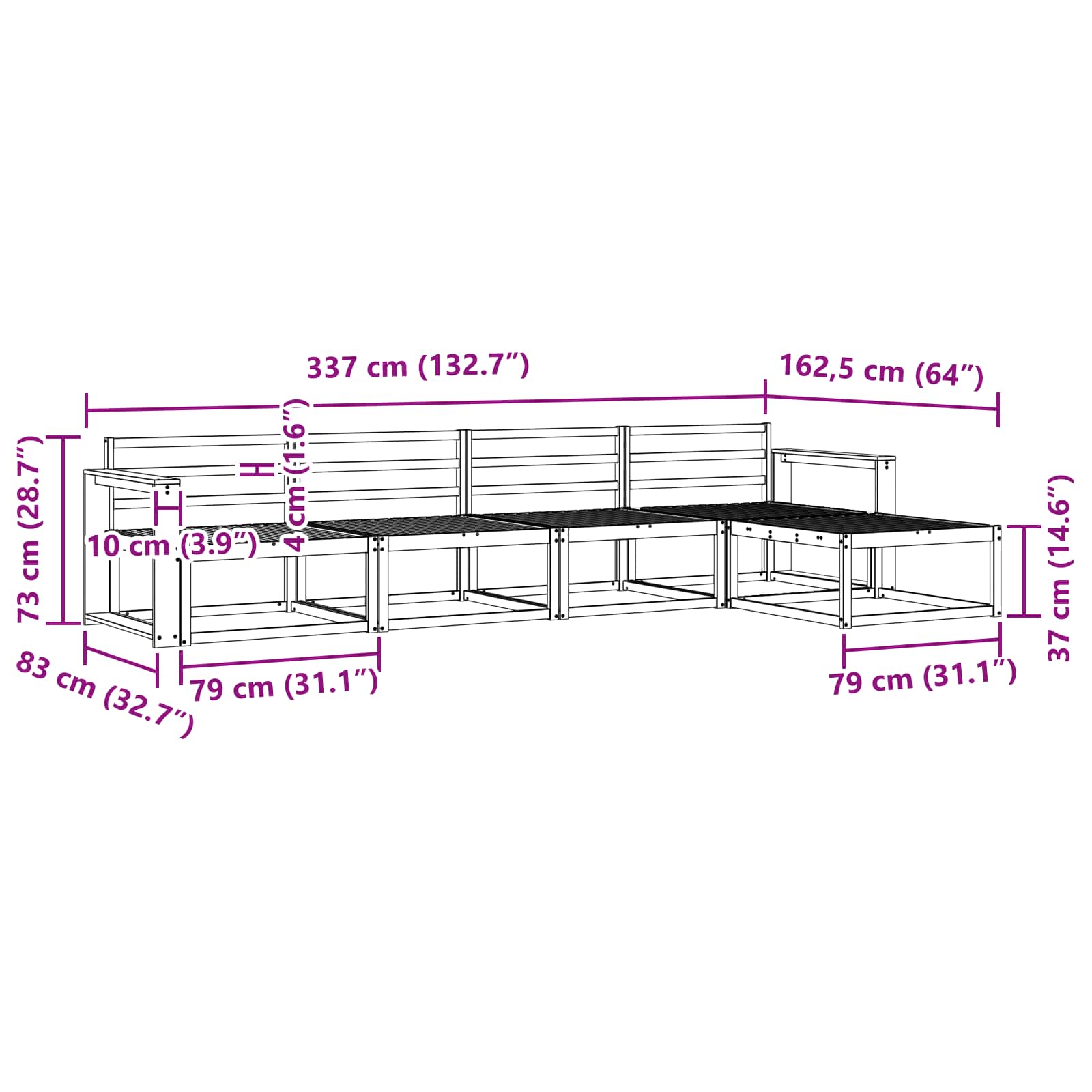 Ensemble de canapés d'extérieur 5 pcs Naturel - XIOS