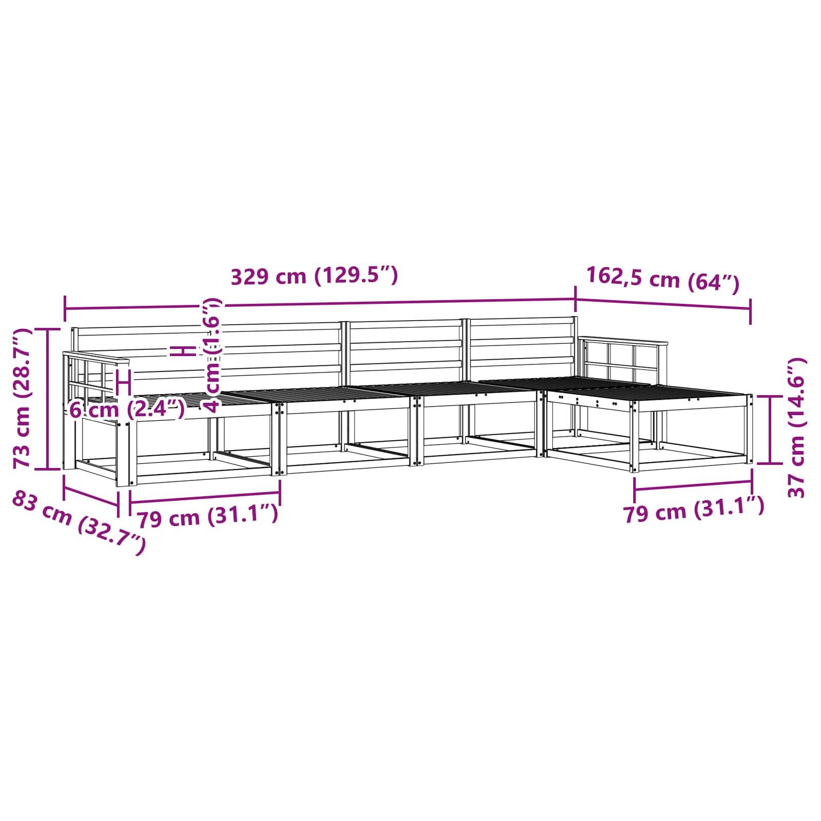Ensemble de canapés d'extérieur 5 pcs Naturel - XIOS