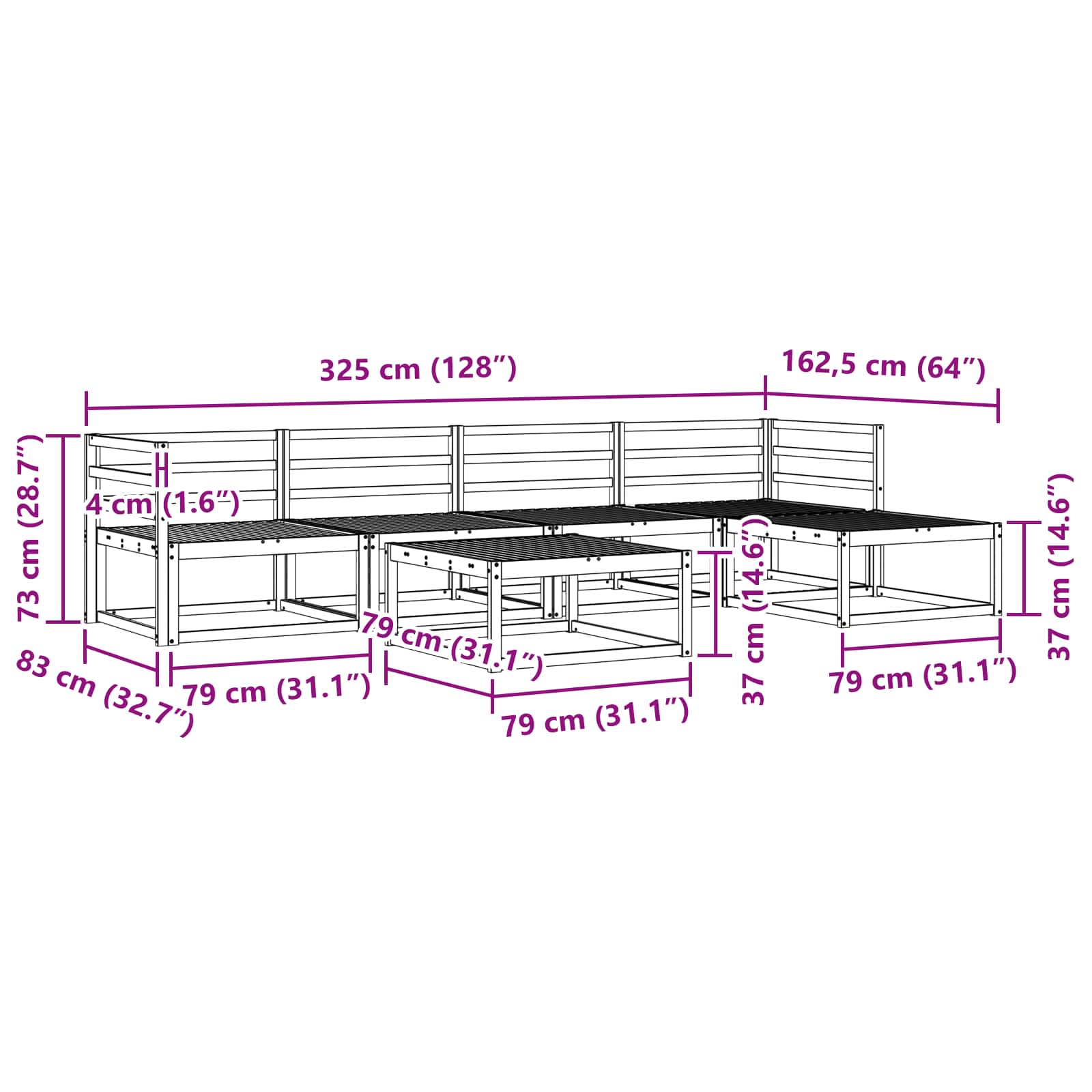 Ensemble de canapés d'extérieur 6 pcs Naturel - XIOS