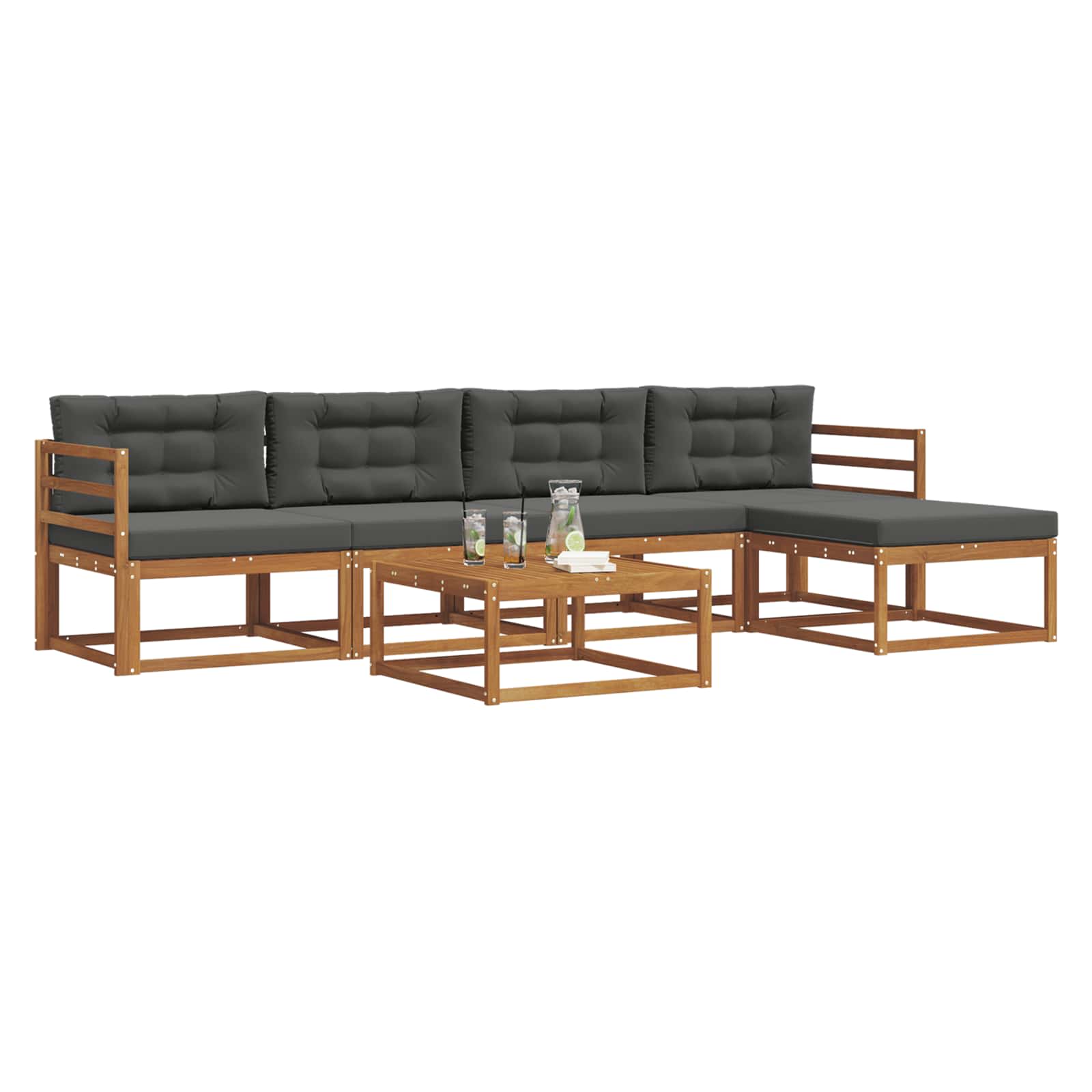Ensemble de canapés d'extérieur 6 pcs Naturel et Anthracite - XIOS