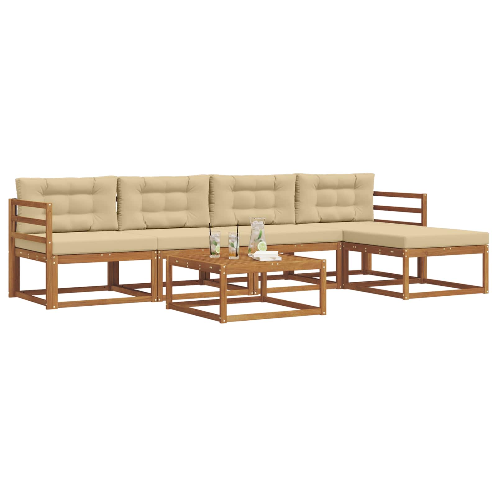 Ensemble de canapés d'extérieur 6 pcs Naturel et Beige - XIOS