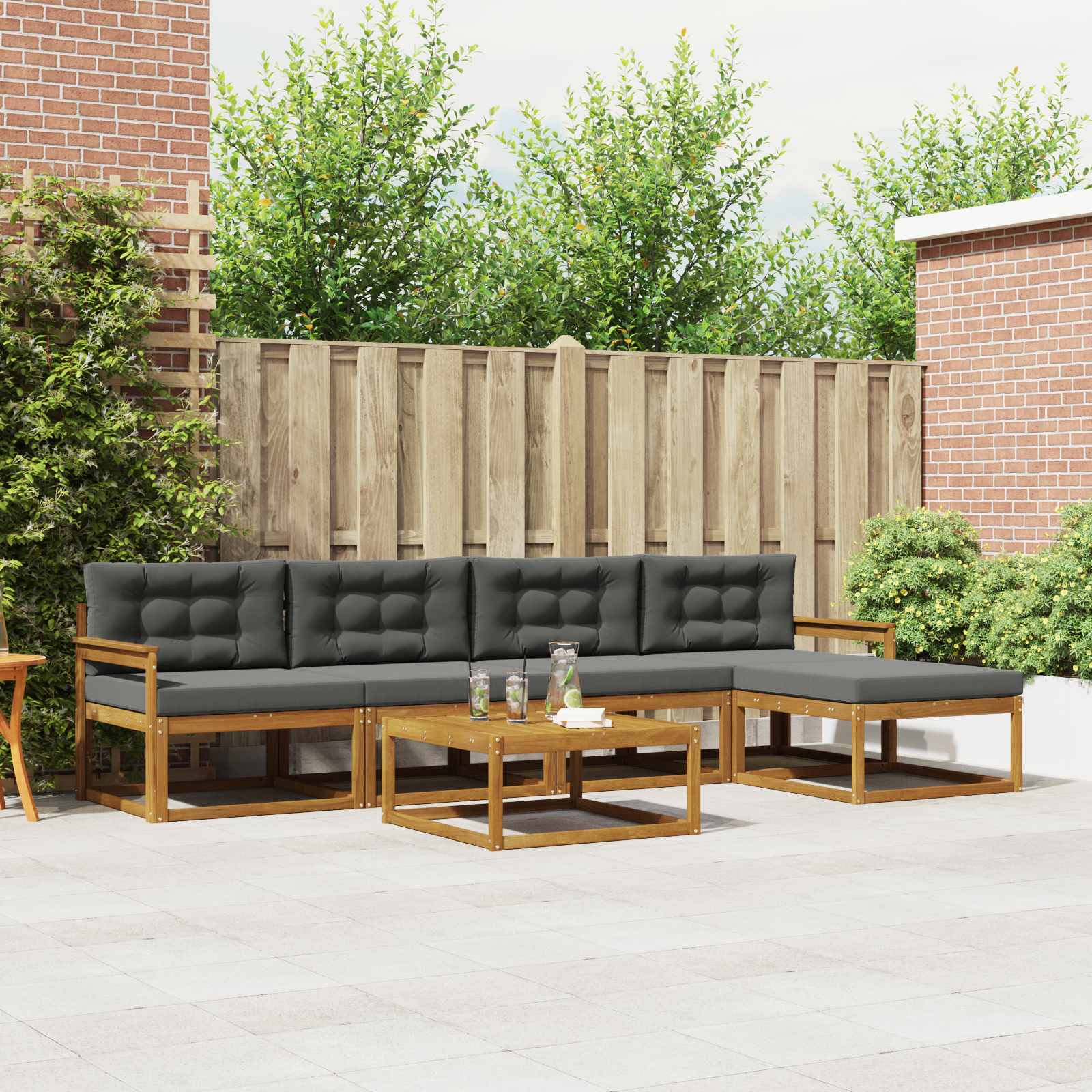 Ensemble de canapés d'extérieur 6 pcs Naturel et Anthracite - XIOS