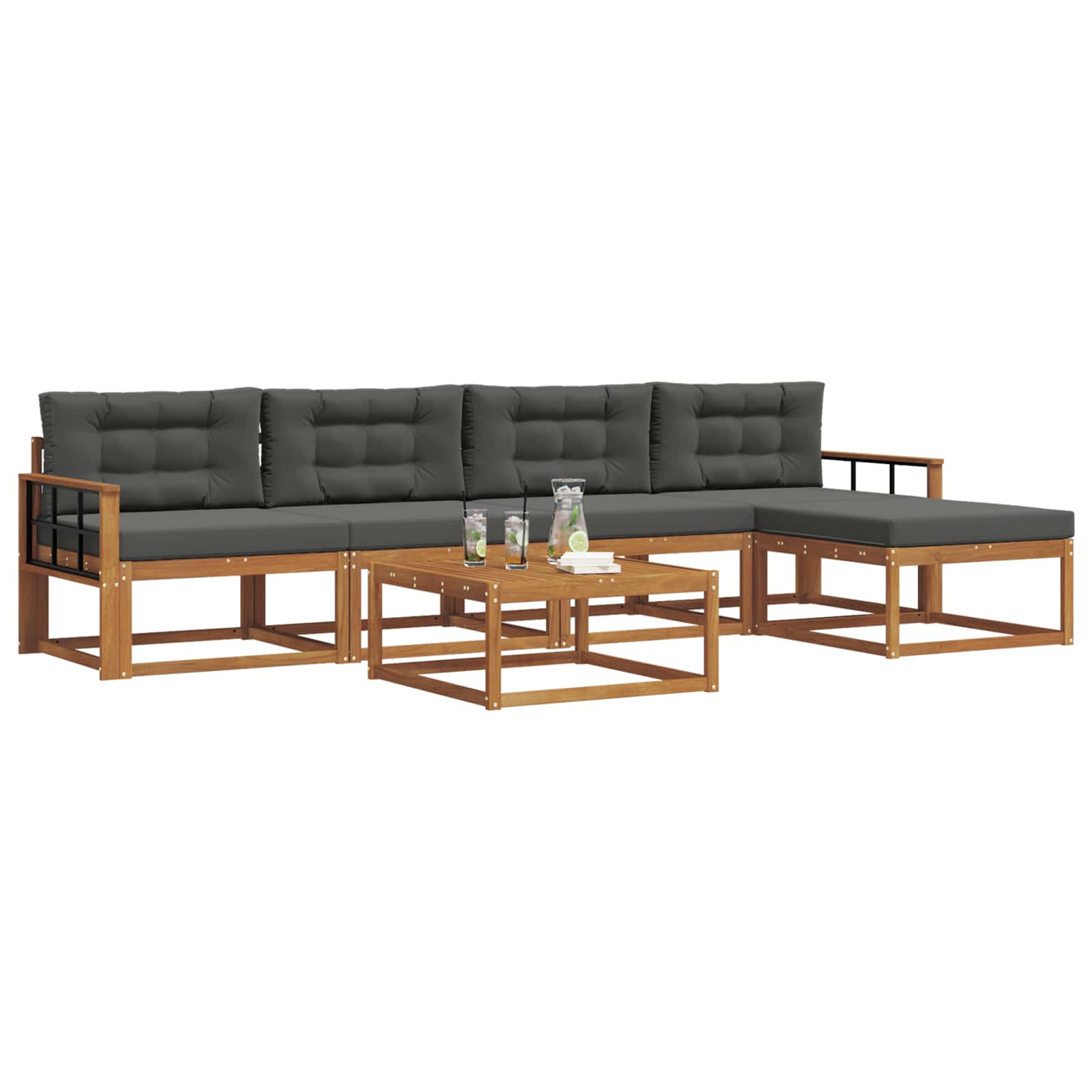 Ensemble de canapés d'extérieur 6 pcs Naturel et Anthracite - XIOS