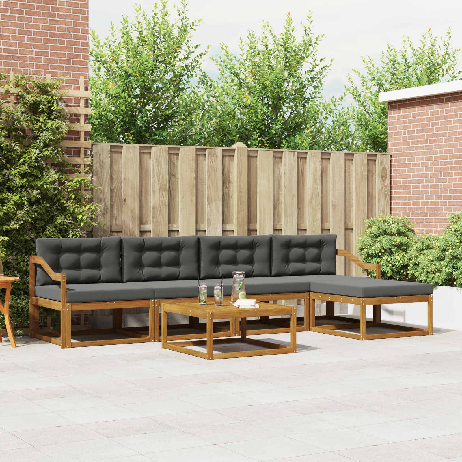 Ensemble de canapés d'extérieur 6 pcs Naturel et Anthracite - XIOS