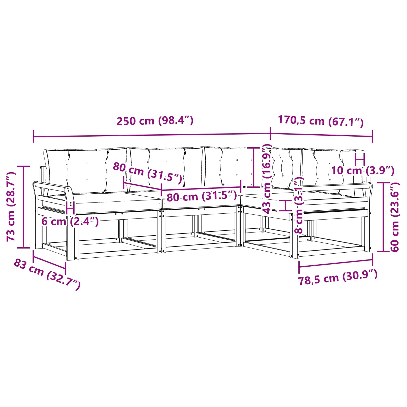 Ensemble de canapés d'extérieur 4 pcs Naturel et Anthracite - XIOS
