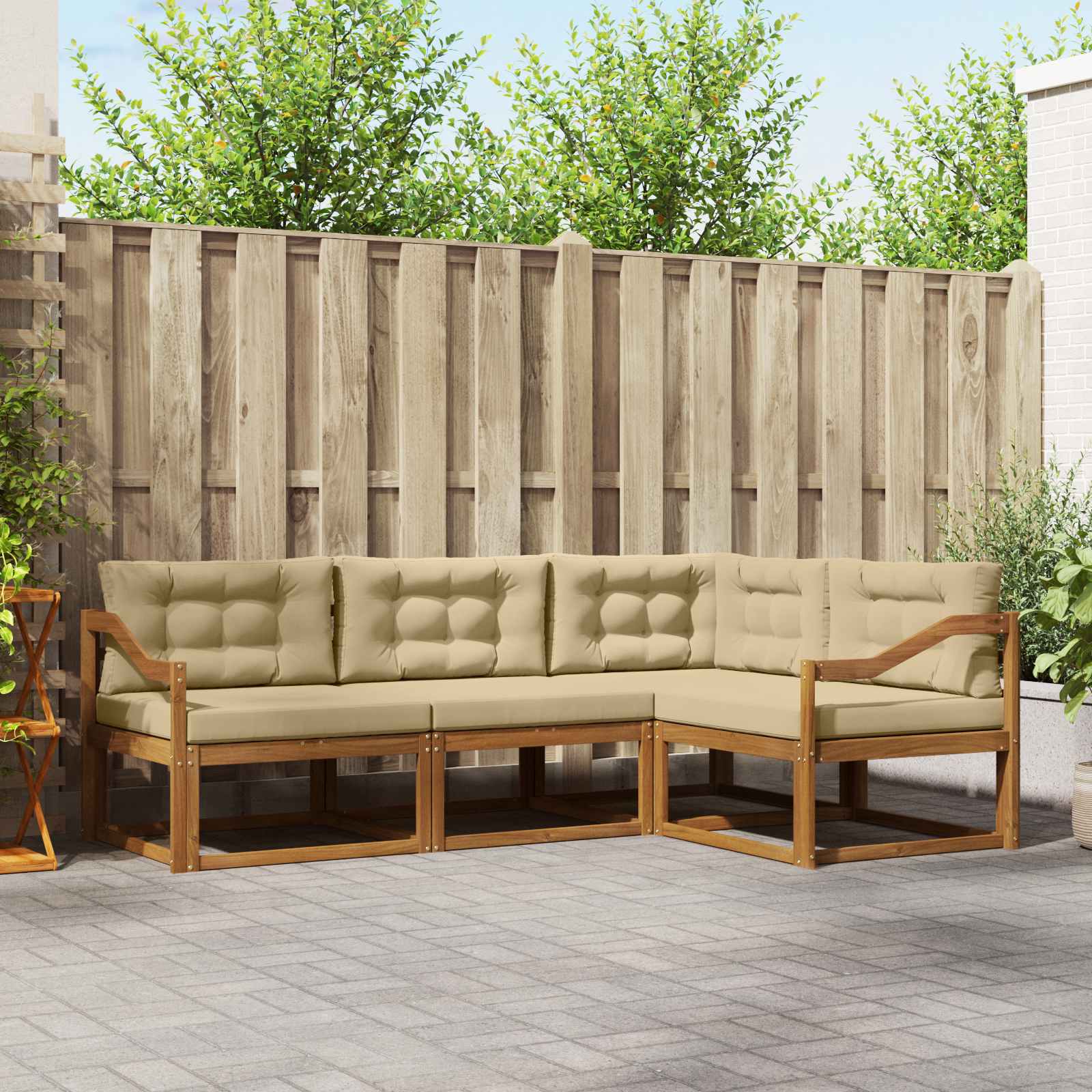 Ensemble de canapés d'extérieur 4 pcs Naturel et Beige - XIOS