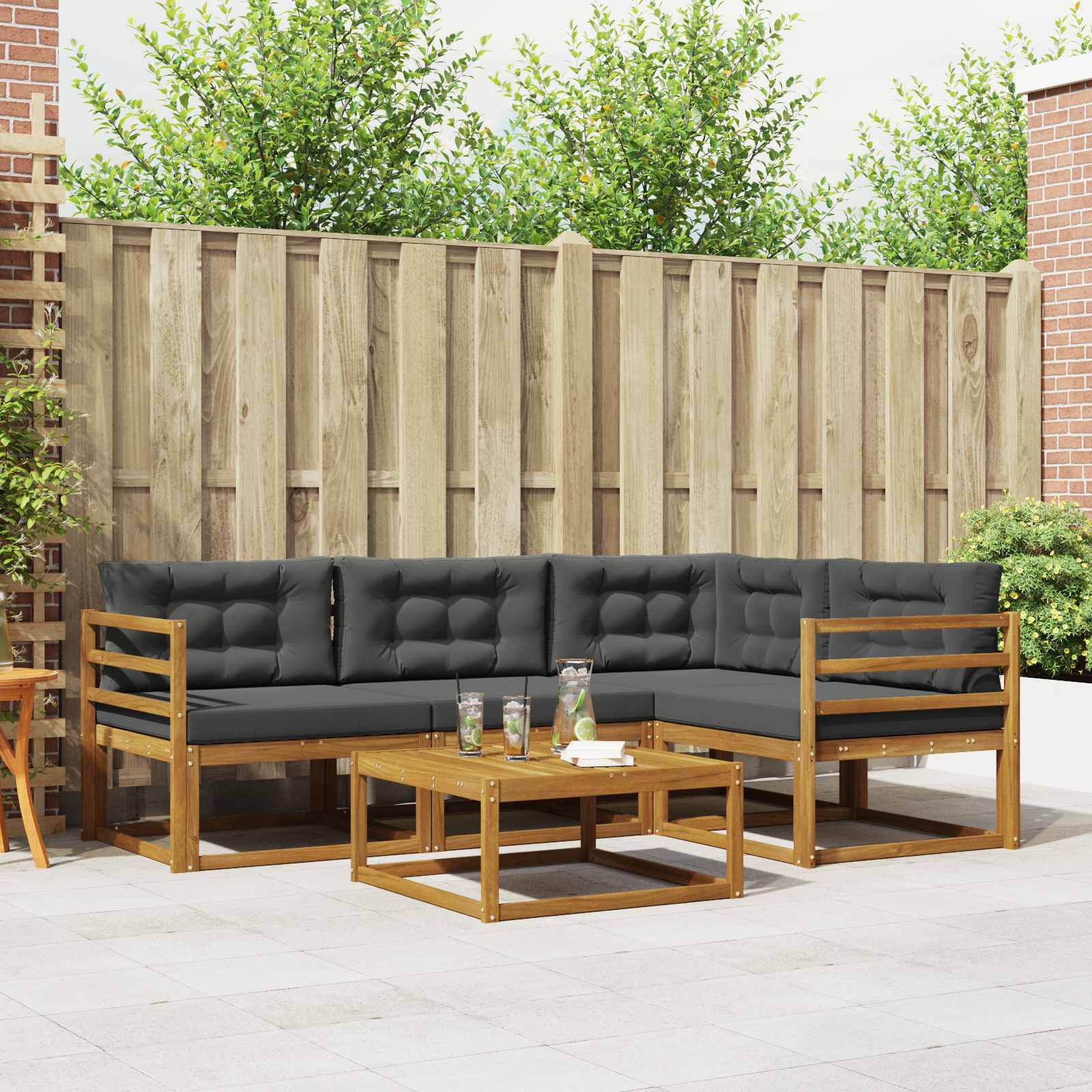 Ensemble de canapés d'extérieur 5 pcs Naturel et Anthracite - XIOS