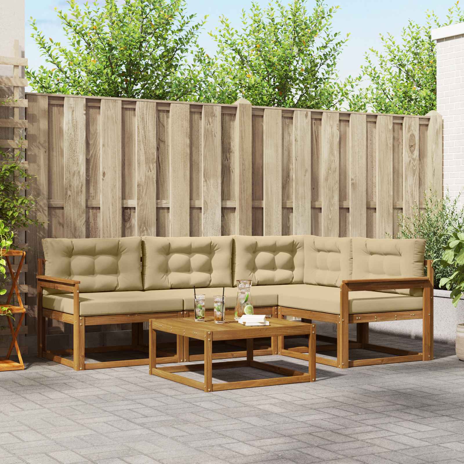 Ensemble de canapés d'extérieur 5 pcs Naturel et Beige - XIOS