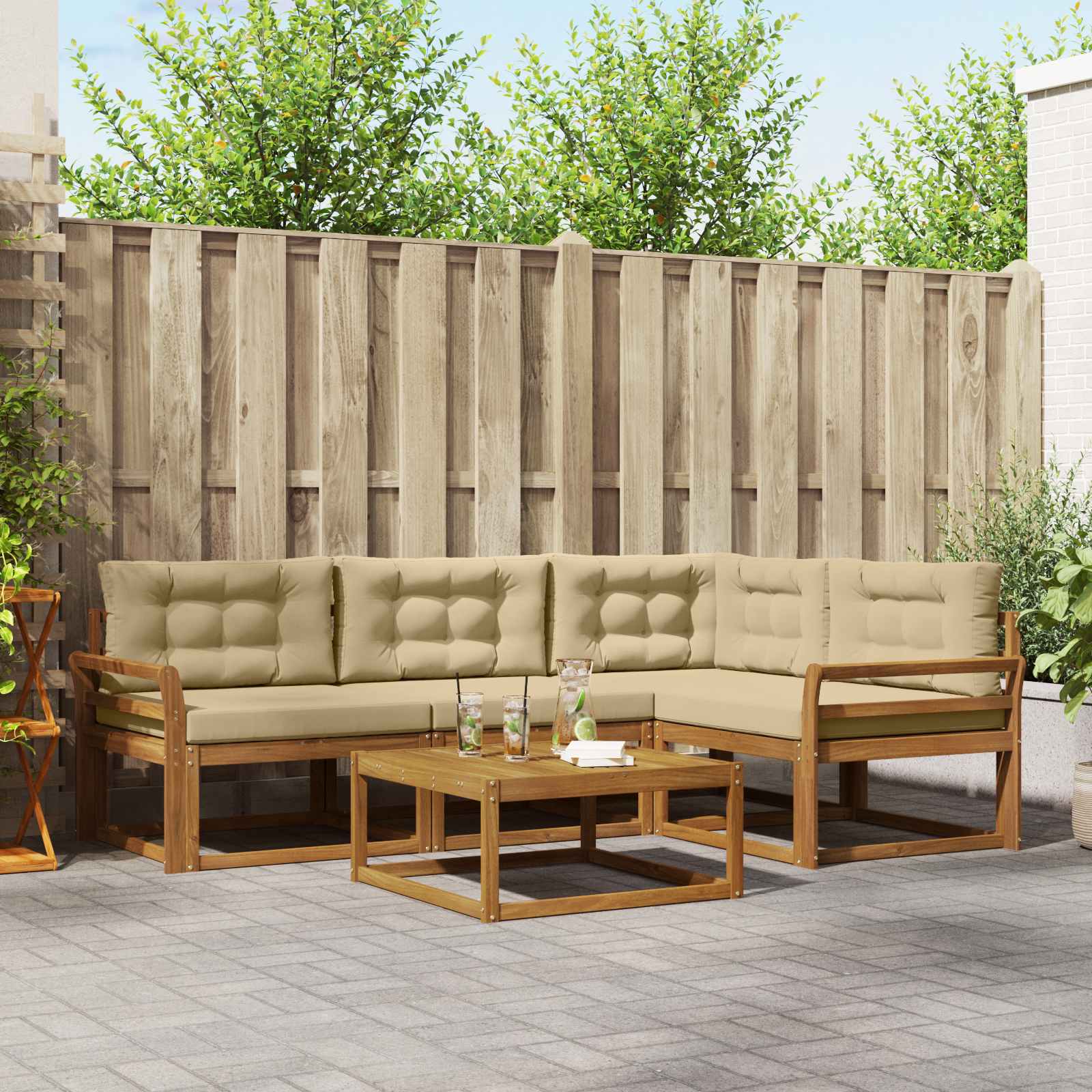 Ensemble de canapés d'extérieur 5 pcs Naturel et Beige - XIOS