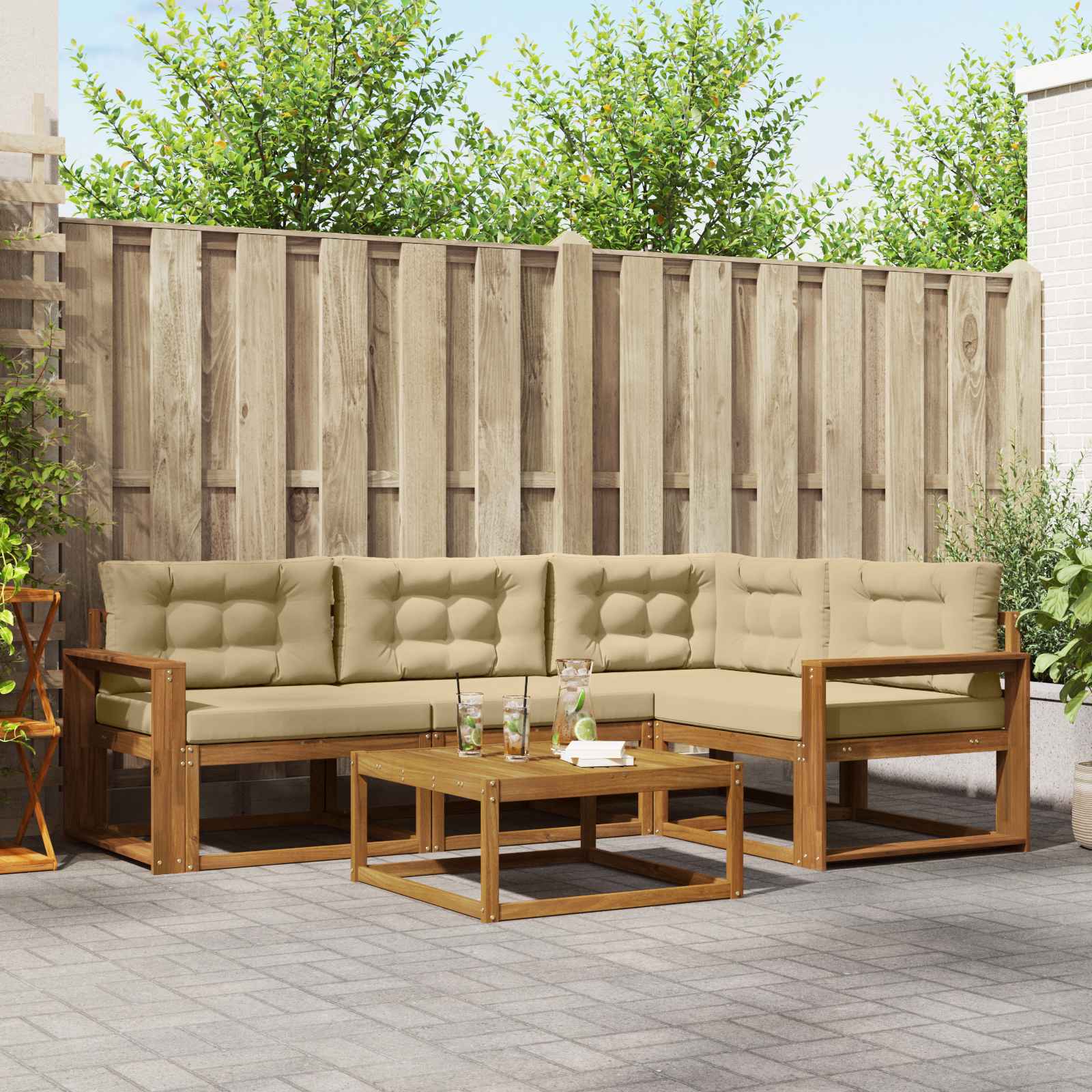 Ensemble de canapés d'extérieur 5 pcs Naturel et Beige - XIOS