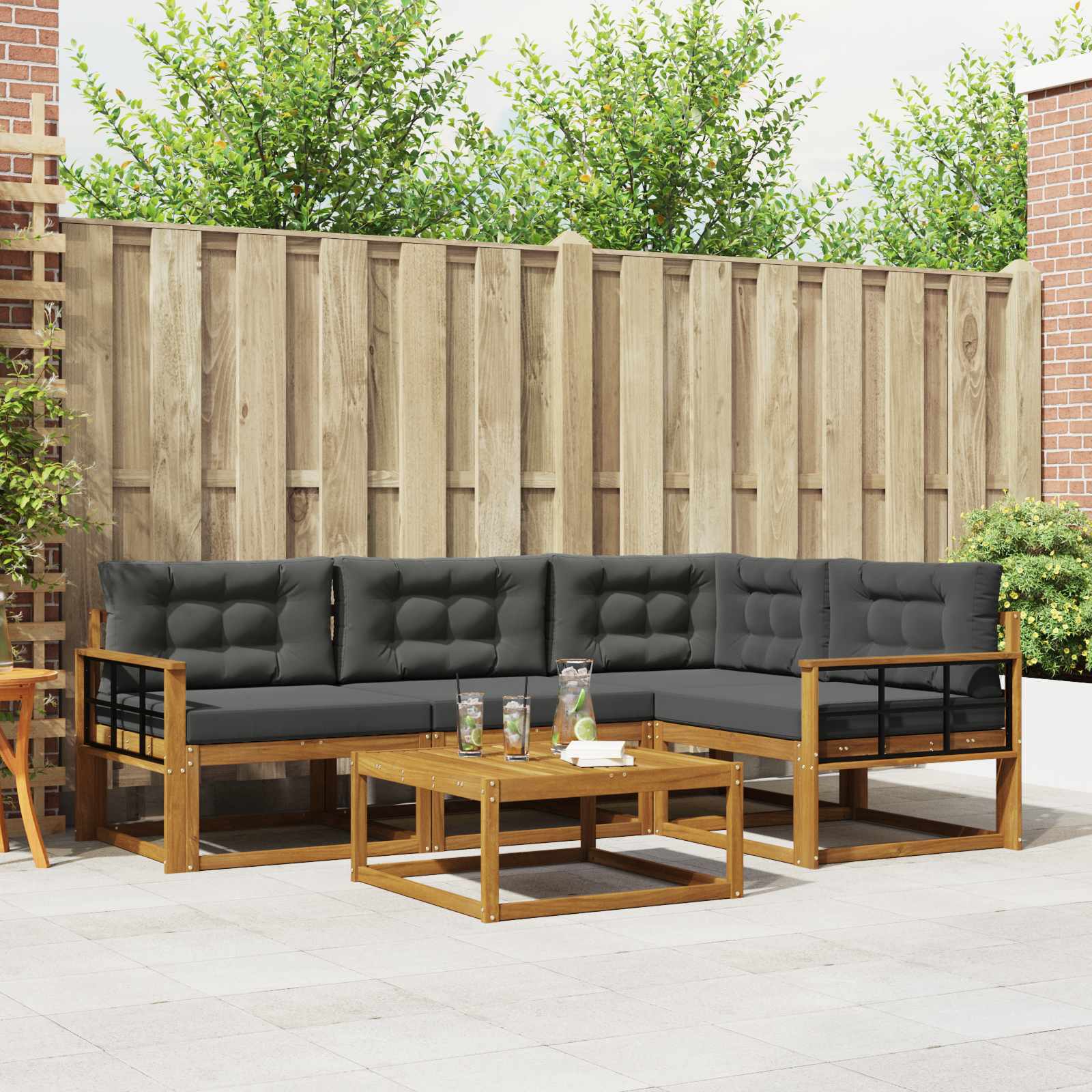 Ensemble de canapés d'extérieur 5 pcs Naturel et Anthracite - XIOS