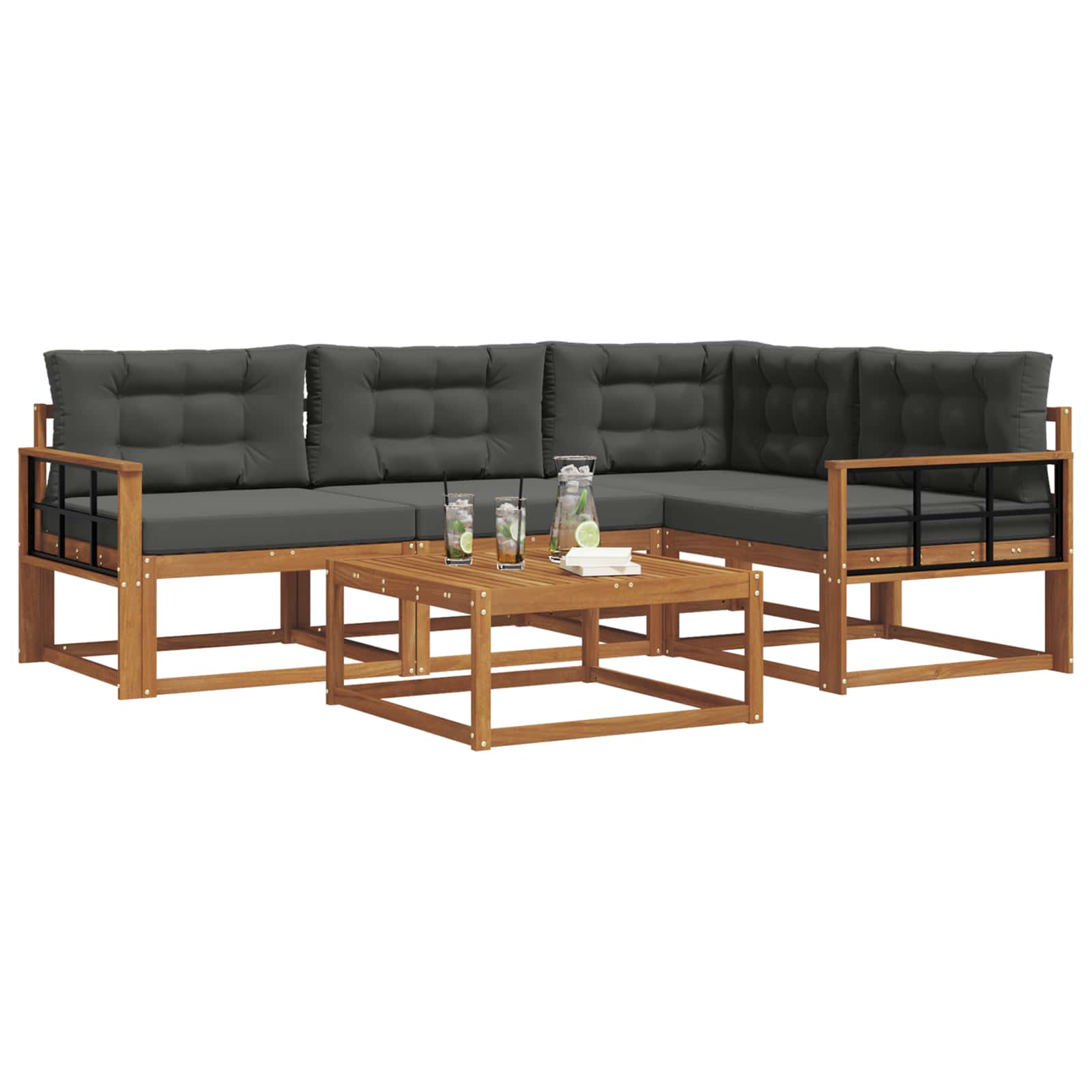 Ensemble de canapés d'extérieur 5 pcs Naturel et Anthracite - XIOS