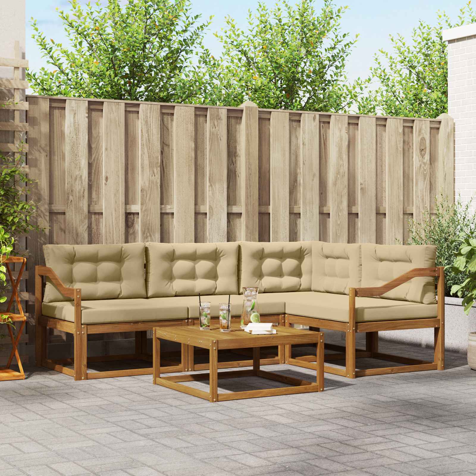 Ensemble de canapés d'extérieur 5 pcs Naturel et Beige - XIOS
