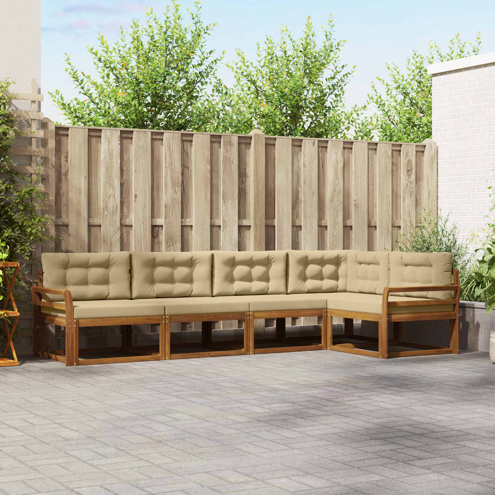 Ensemble de canapés d'extérieur 5 pcs Naturel et Beige - XIOS