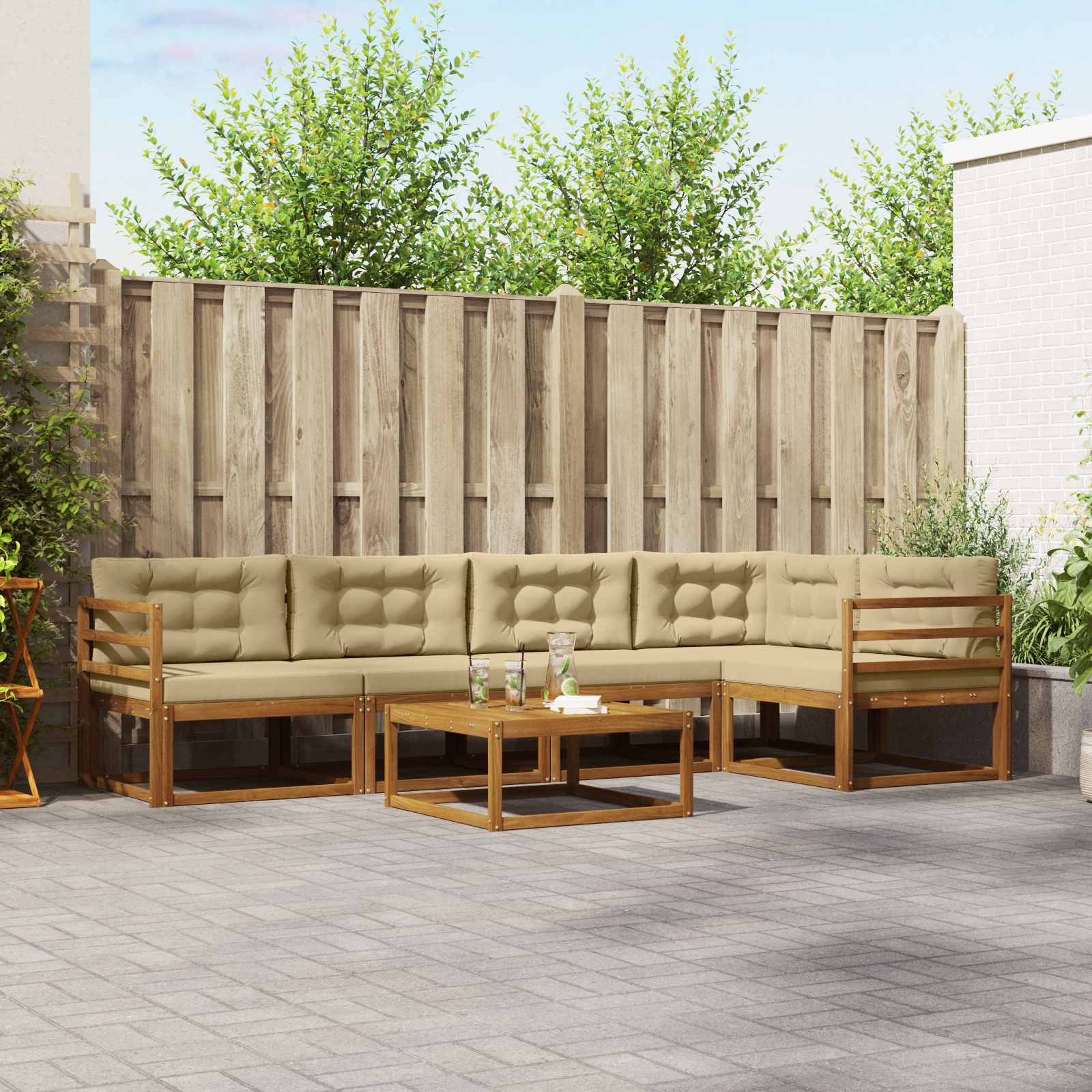 Ensemble de canapés d'extérieur 6 pcs Naturel et Beige - XIOS