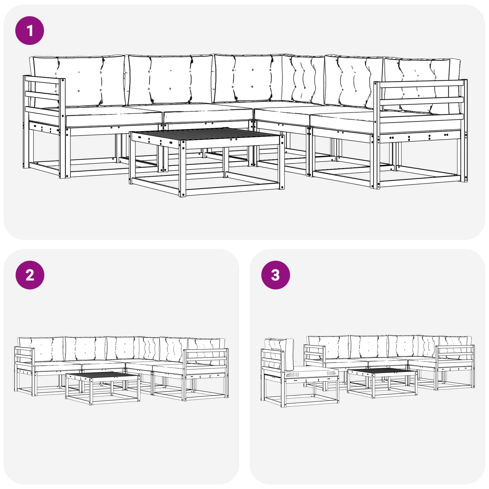 Ensemble de canapés d'extérieur 6 pcs Naturel et Beige - XIOS