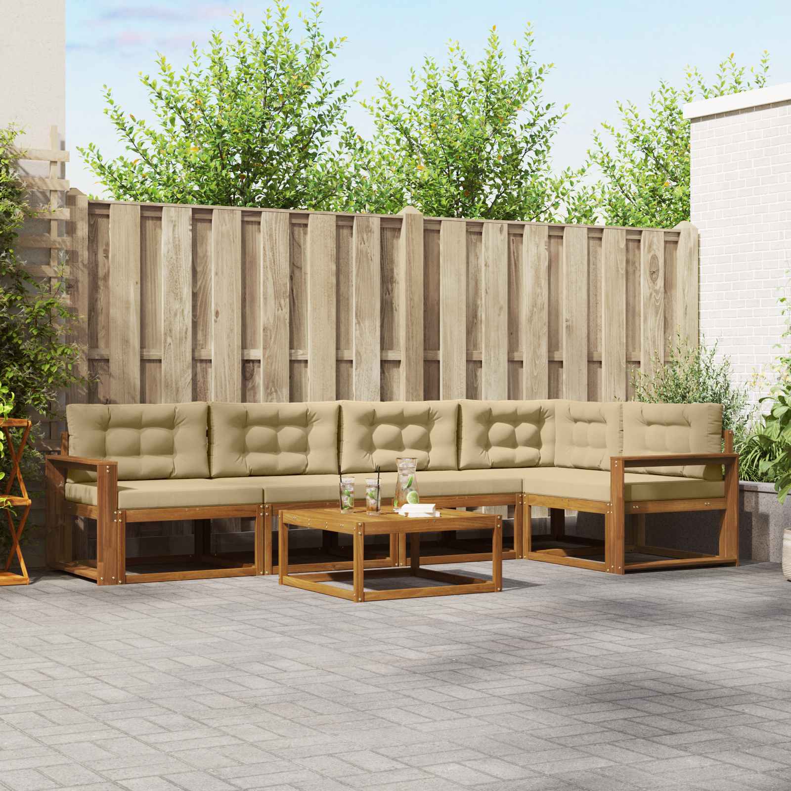 Ensemble de canapés d'extérieur 6 pcs Naturel et Beige - XIOS