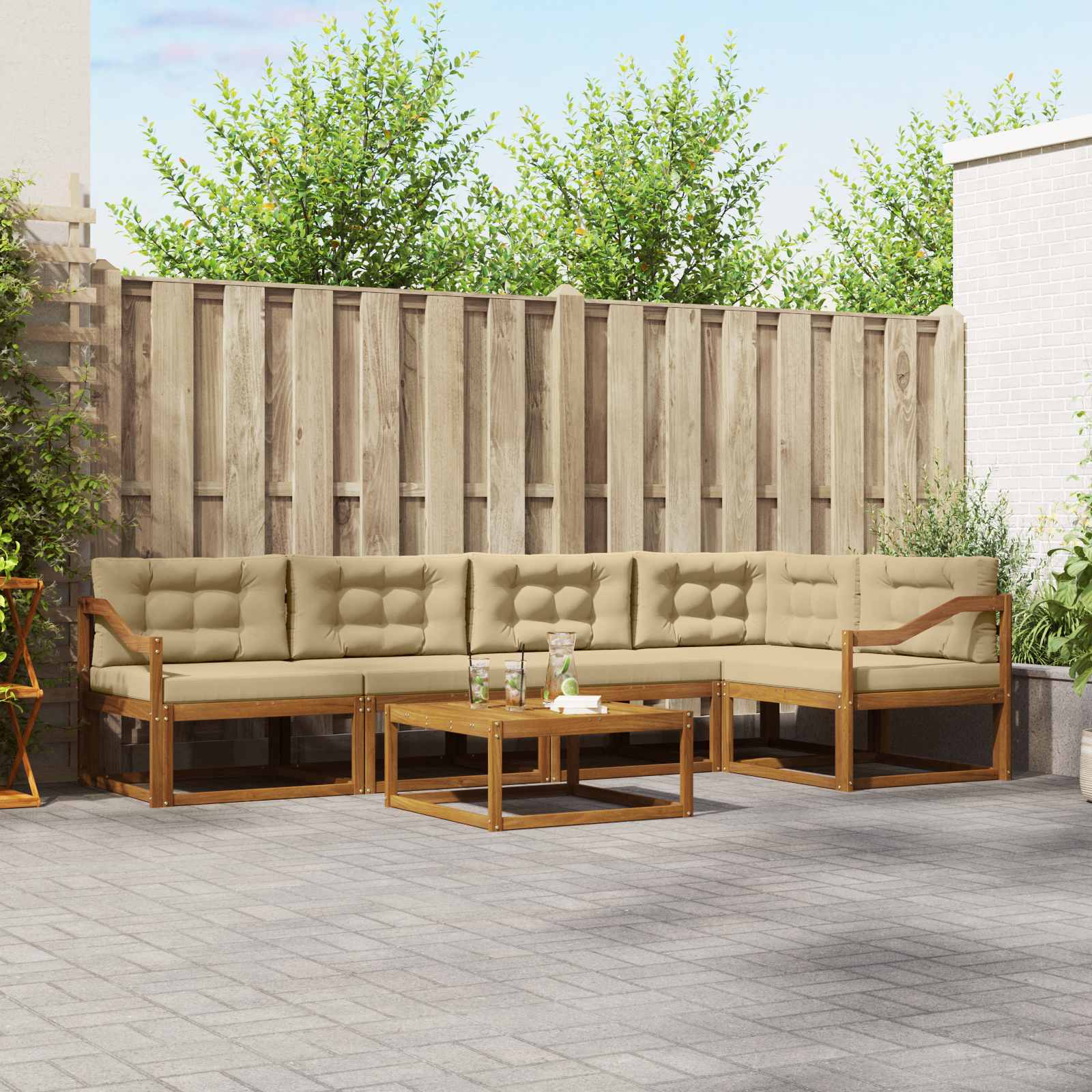 Ensemble de canapés d'extérieur 6 pcs Naturel et Beige - XIOS
