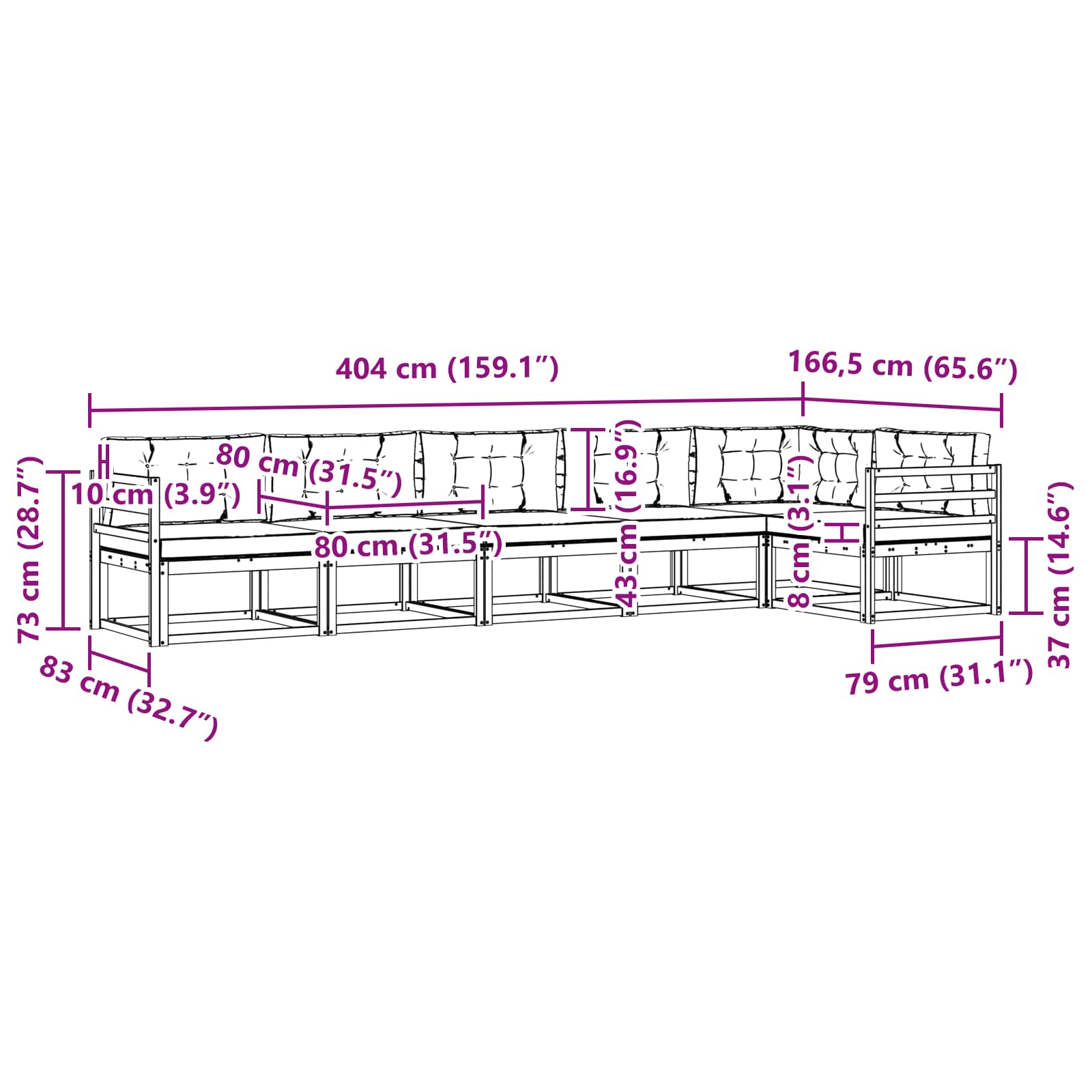 Ensemble de canapés d'extérieur 6 pcs Naturel et Crème - XIOS
