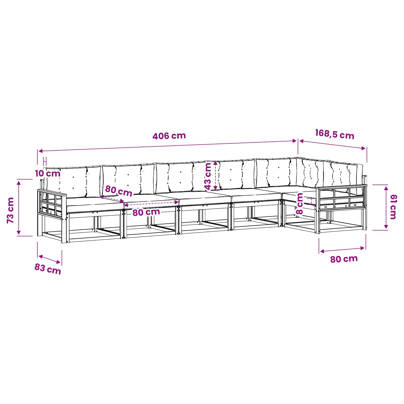 Ensemble de canapés d'extérieur 6 pcs Naturel et Anthracite - XIOS