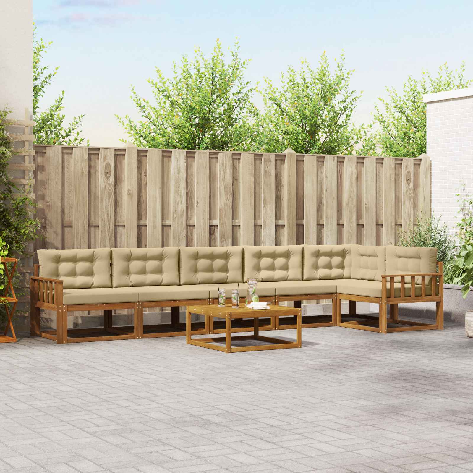 Ensemble de canapés d'extérieur 7 pcs Naturel et Beige - XIOS