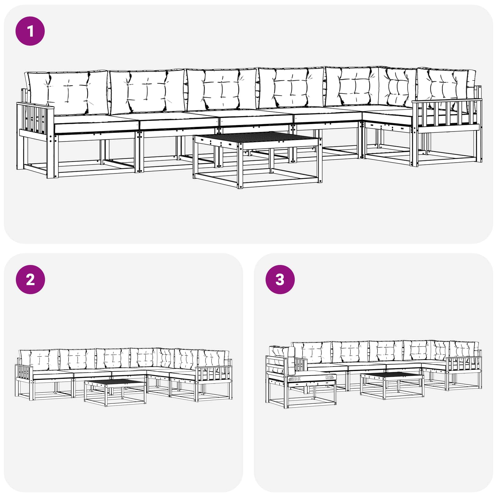 Ensemble de canapés d'extérieur 7 pcs Naturel et Beige - XIOS