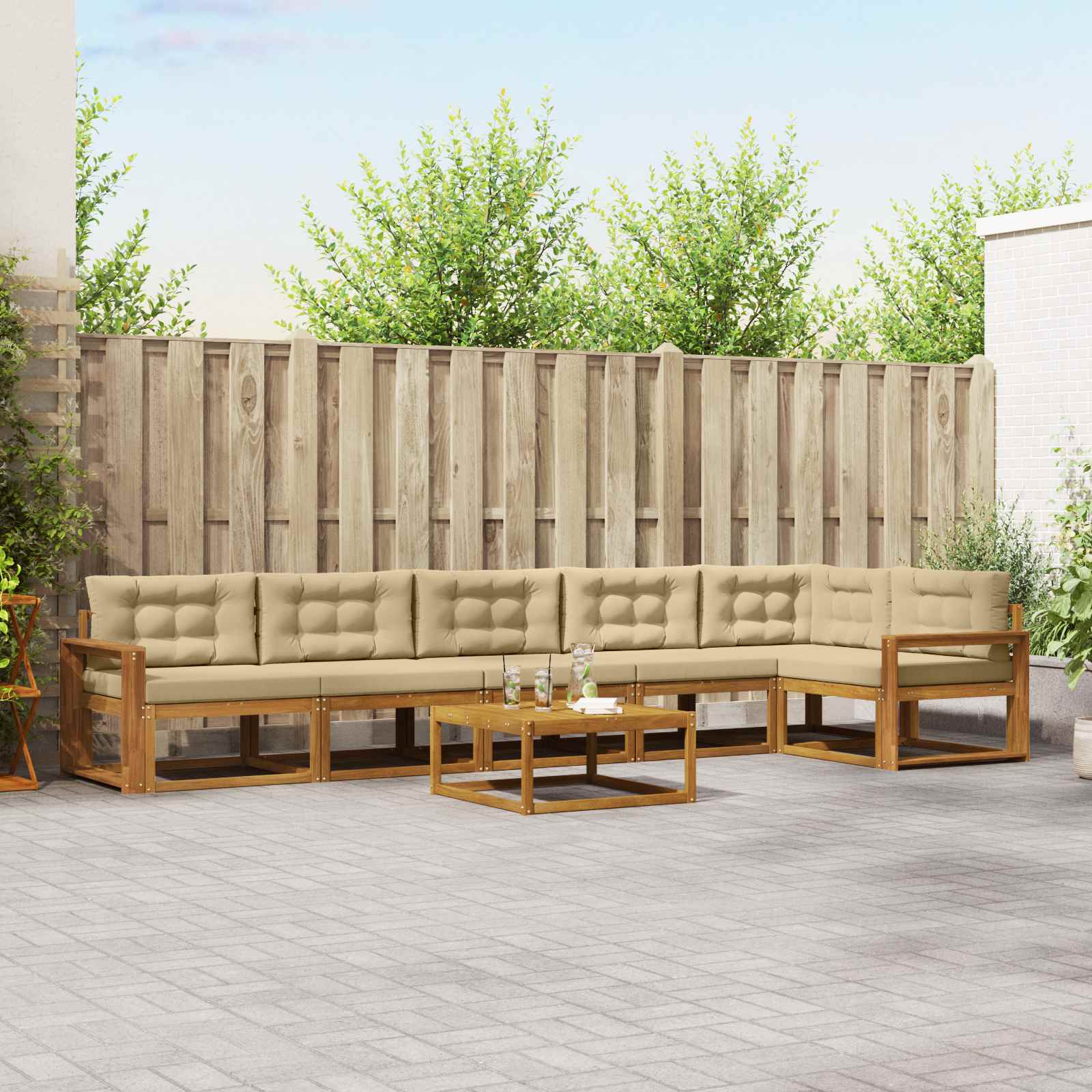 Ensemble de canapés d'extérieur 7 pcs Naturel et Beige - XIOS