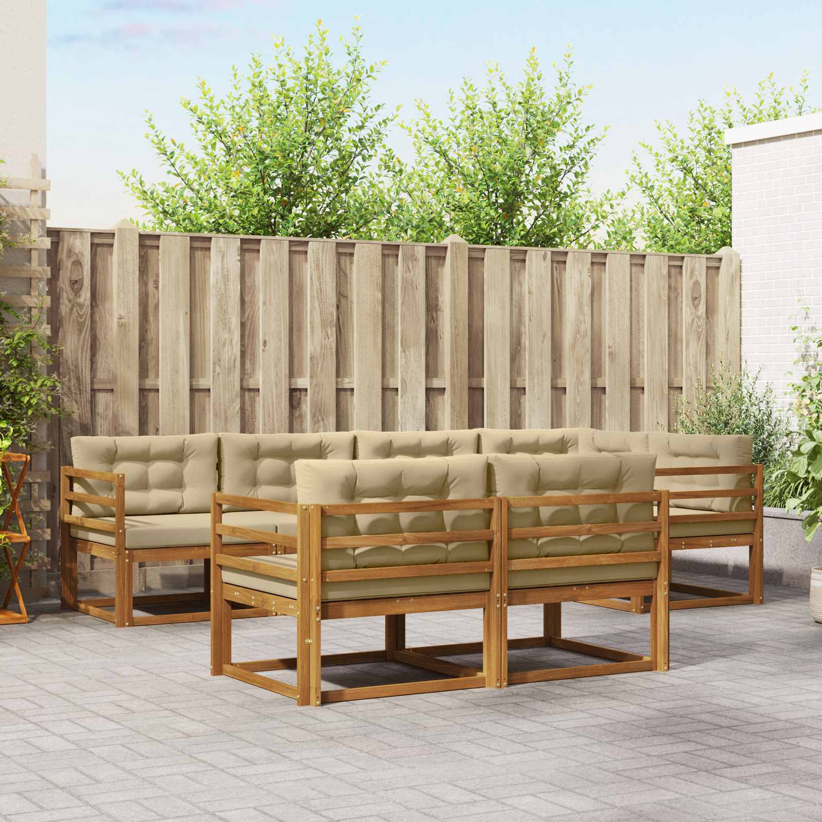 Ensemble de canapés d'extérieur 7 pcs Naturel et Beige - XIOS