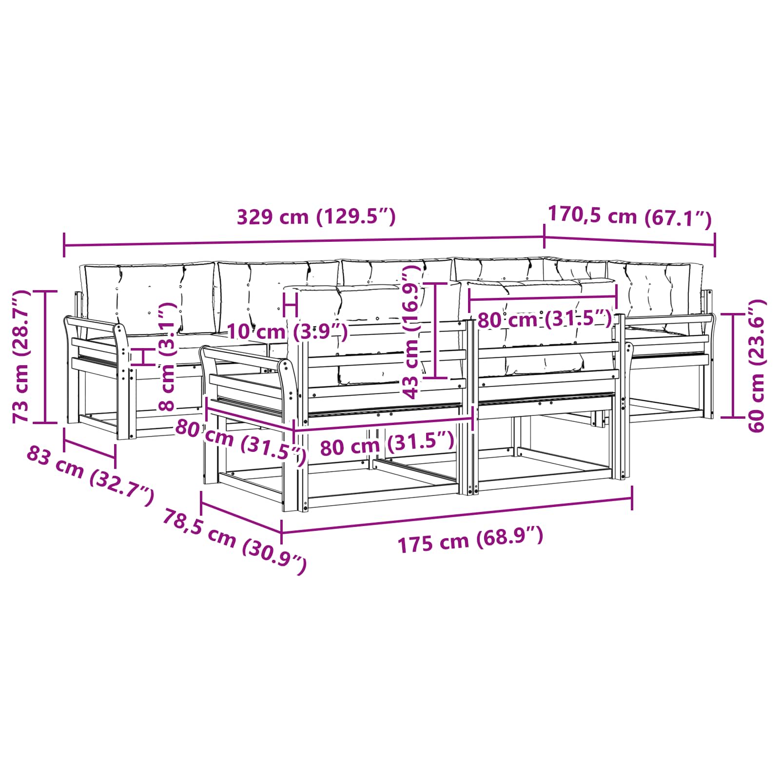Ensemble de canapés d'extérieur 7 pcs Gris Naturel et Clair - XIOS
