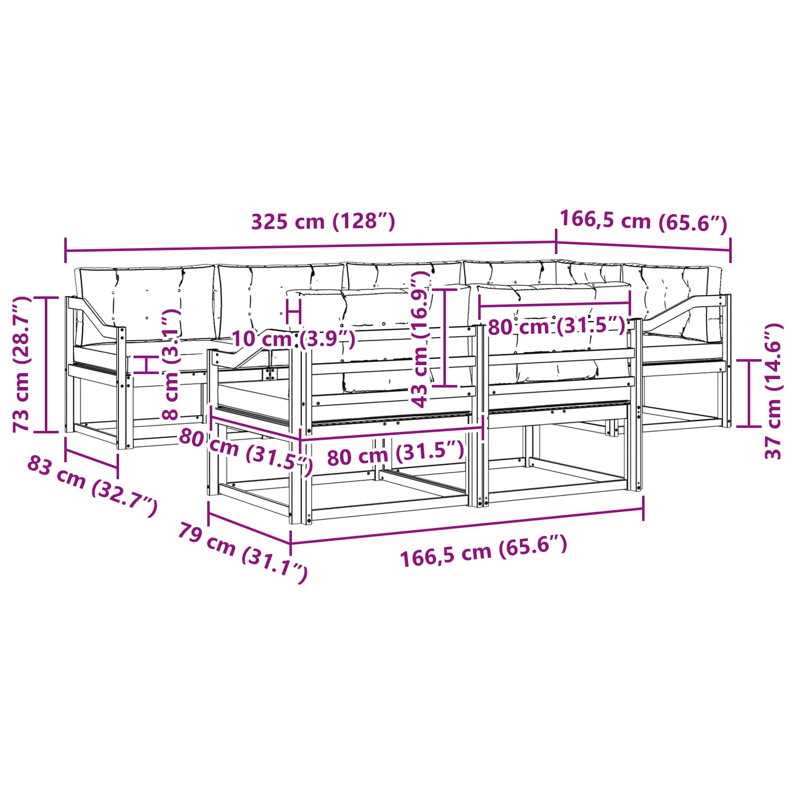 Ensemble de canapés d'extérieur 7 pcs Naturel et Beige - XIOS