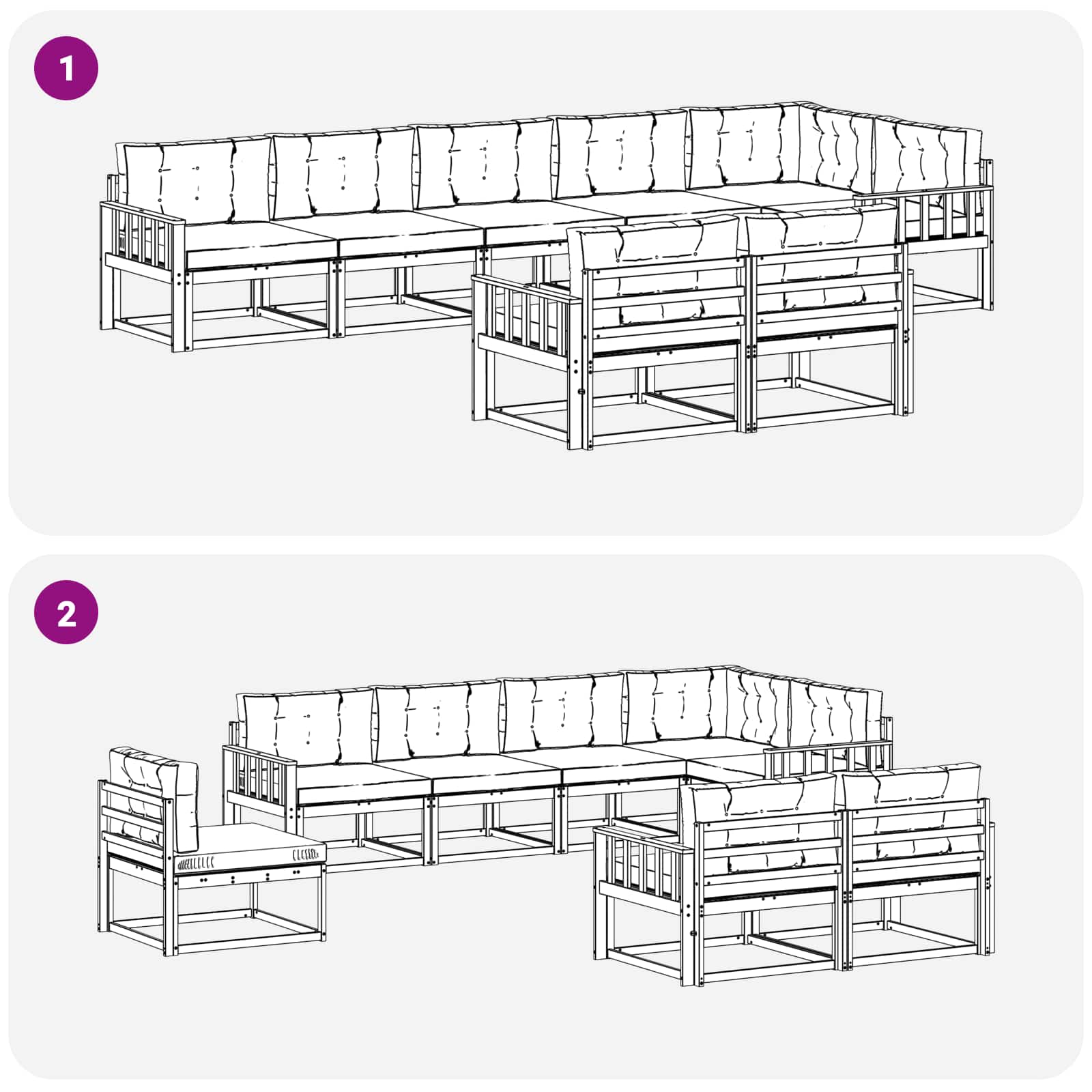 Ensemble de canapés d'extérieur 8 pcs Naturel et Anthracite - XIOS