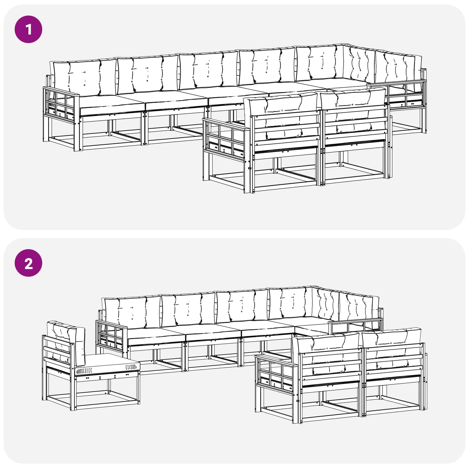 Ensemble de canapés d'extérieur 8 pcs Naturel et Anthracite - XIOS